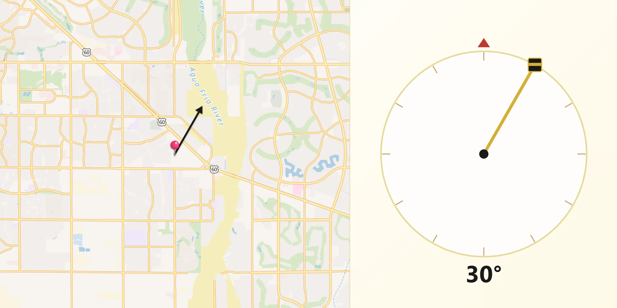 Qibla Direction from El Mirage