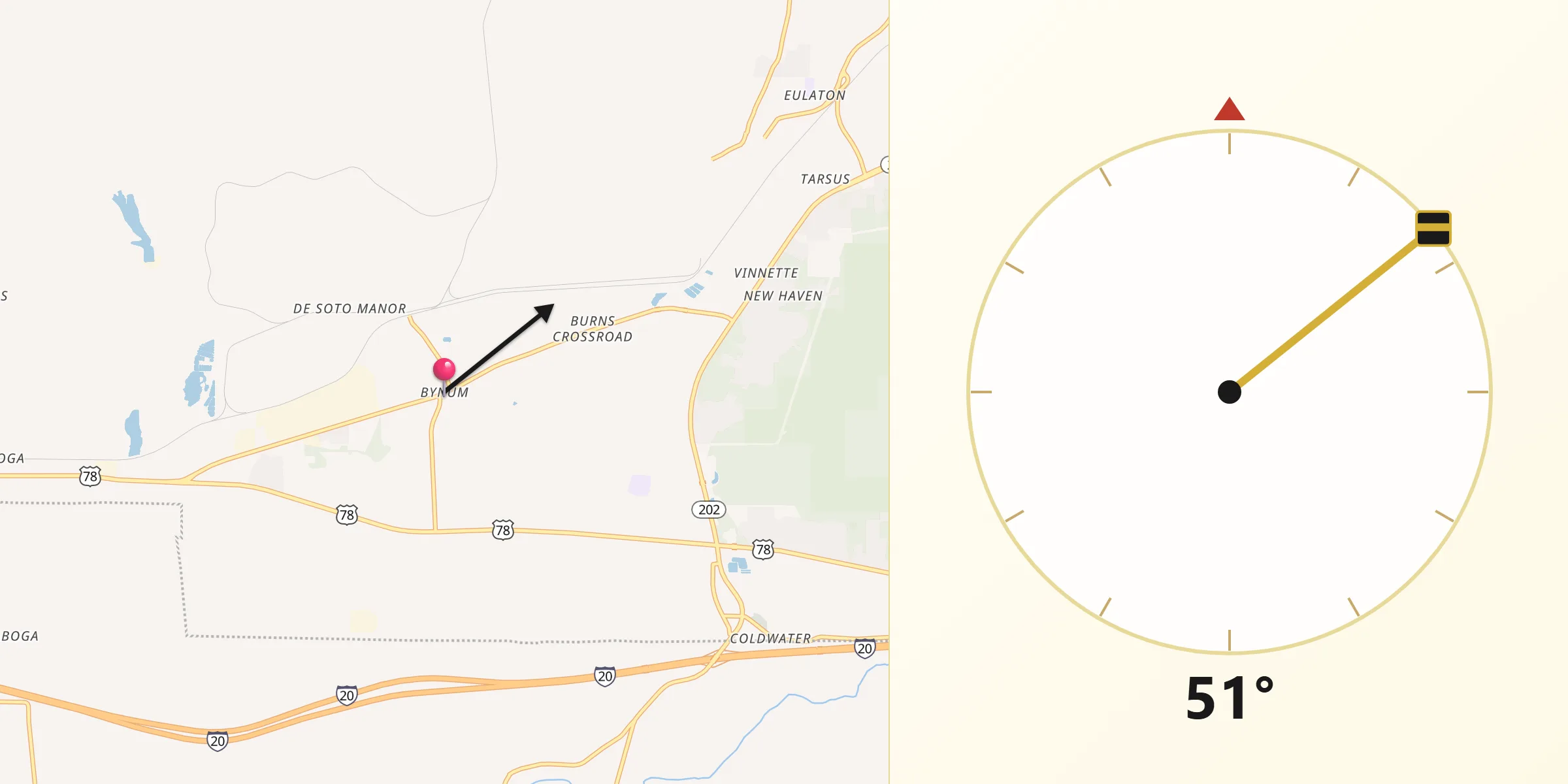 Qibla Direction from Bynum