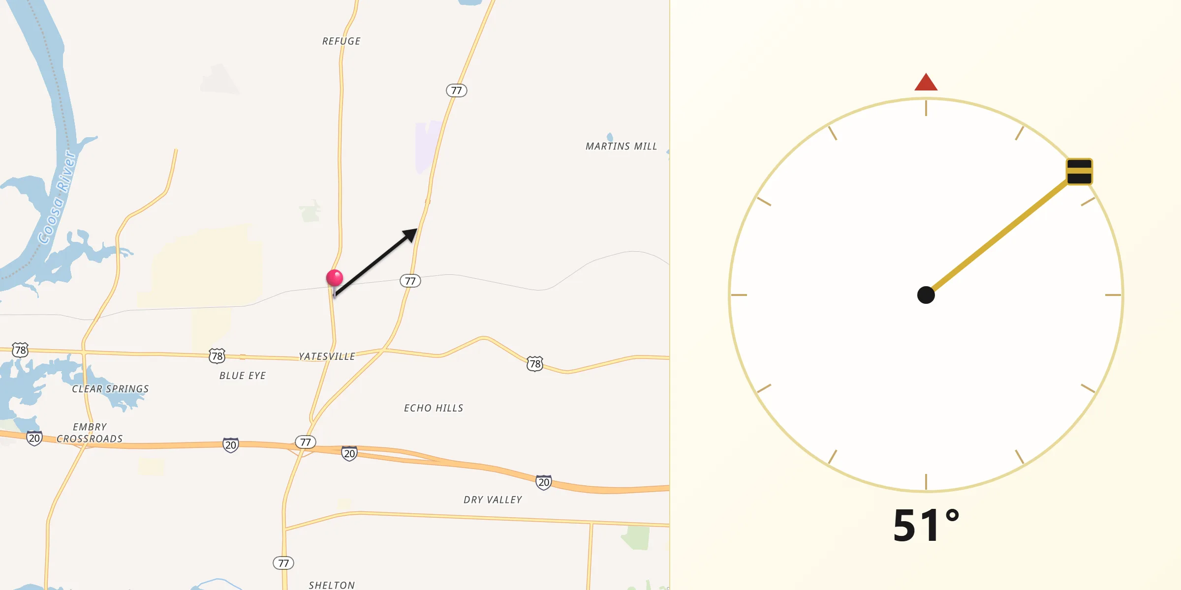 Direzione della Qibla da Lincoln