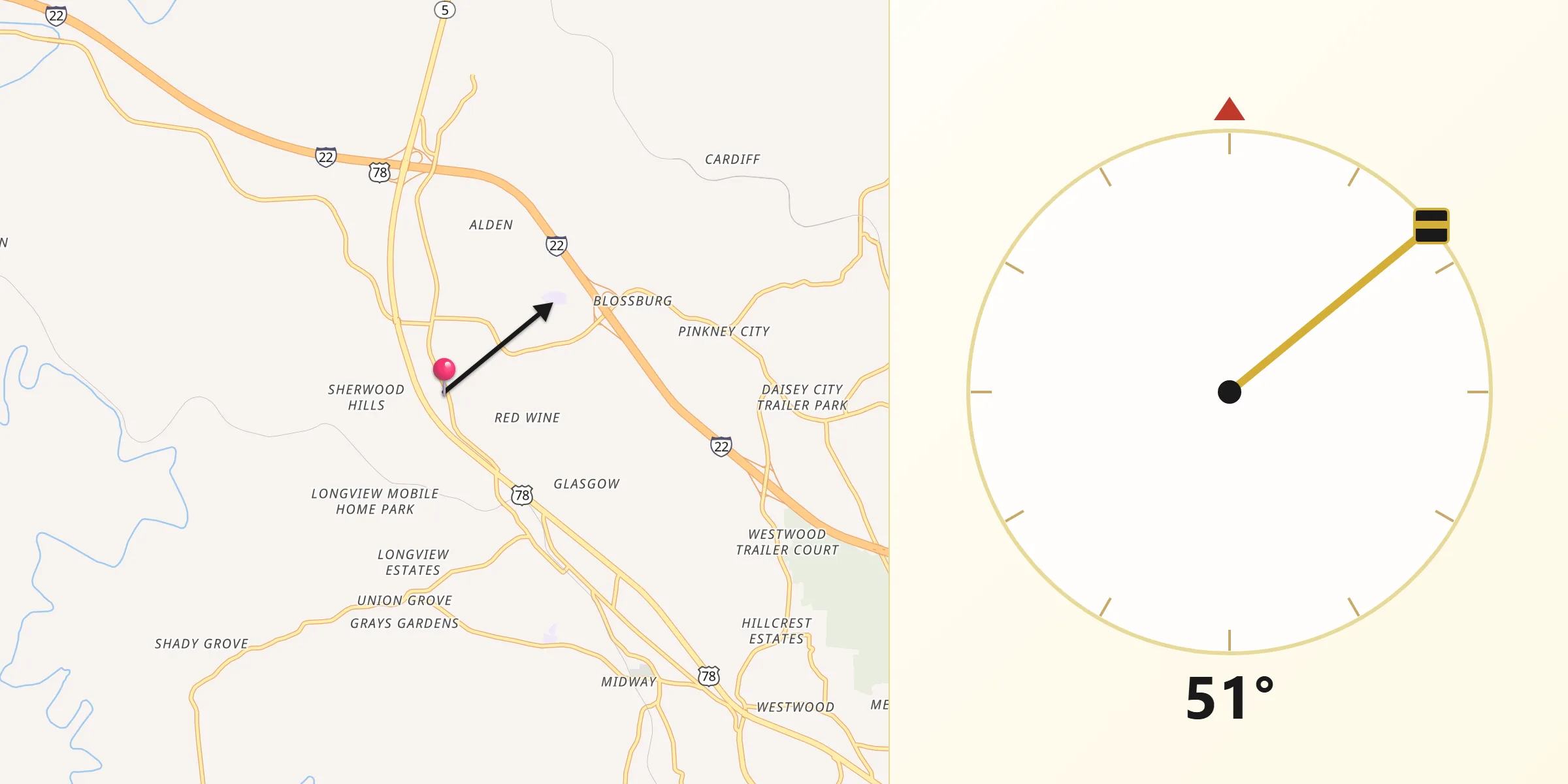 Qibla Direction from Graysville