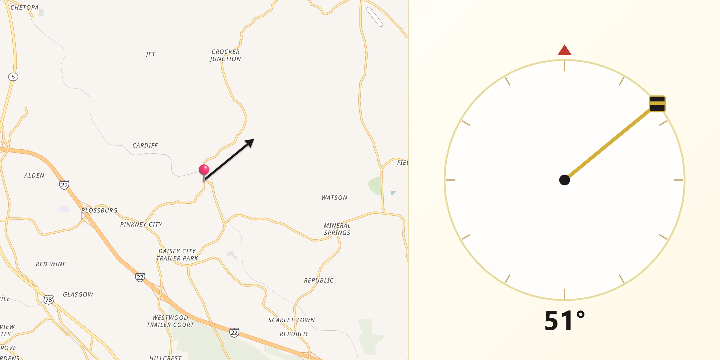 Qibla Direction from Brookside