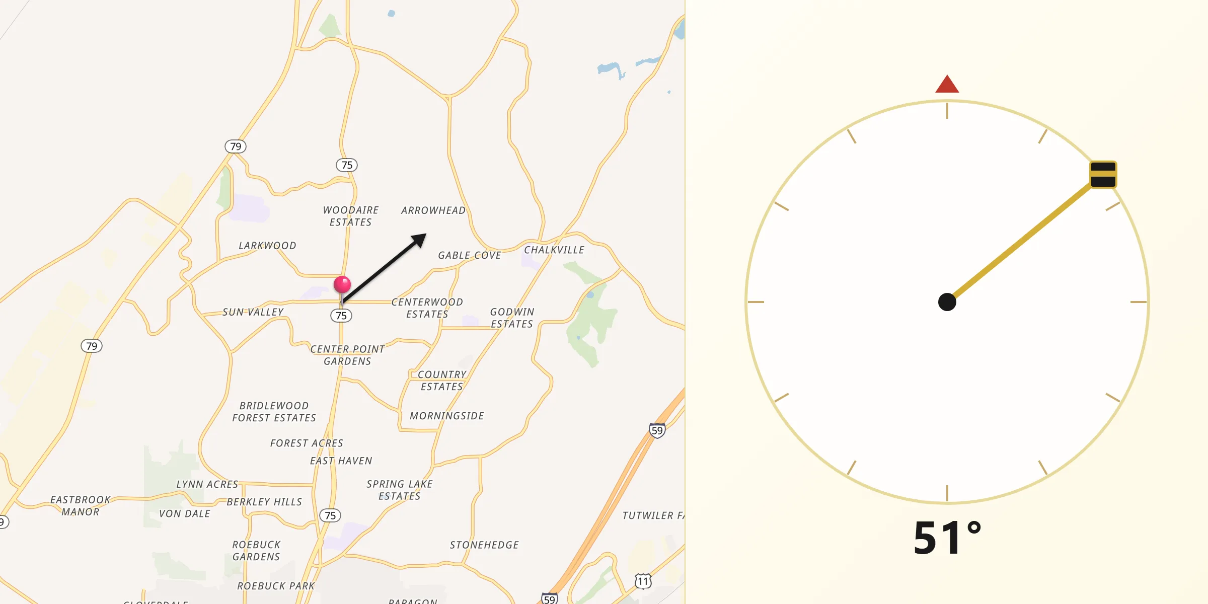 Qibla Direction from Center Point