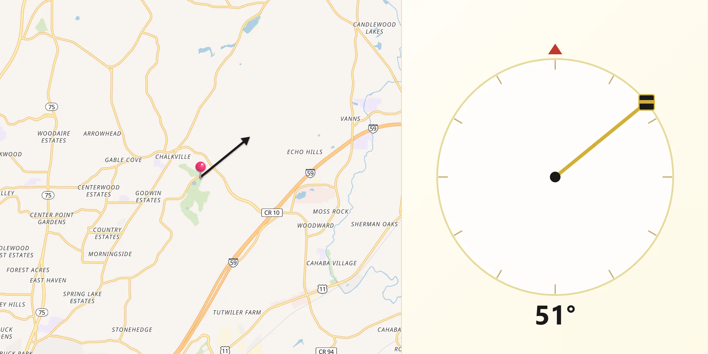 Qibla Direction from Grayson Valley