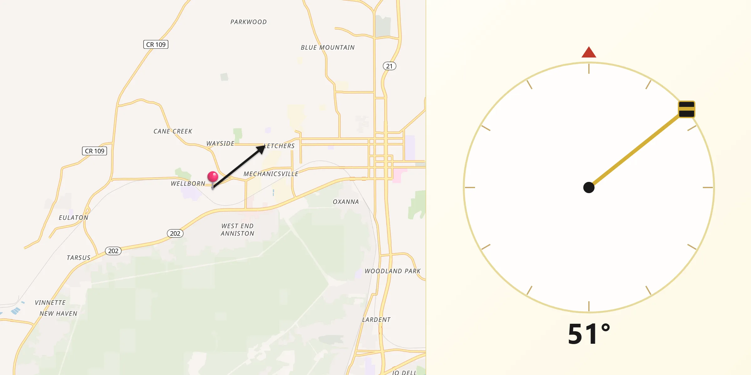 Qibla Direction from West End-Cobb Town