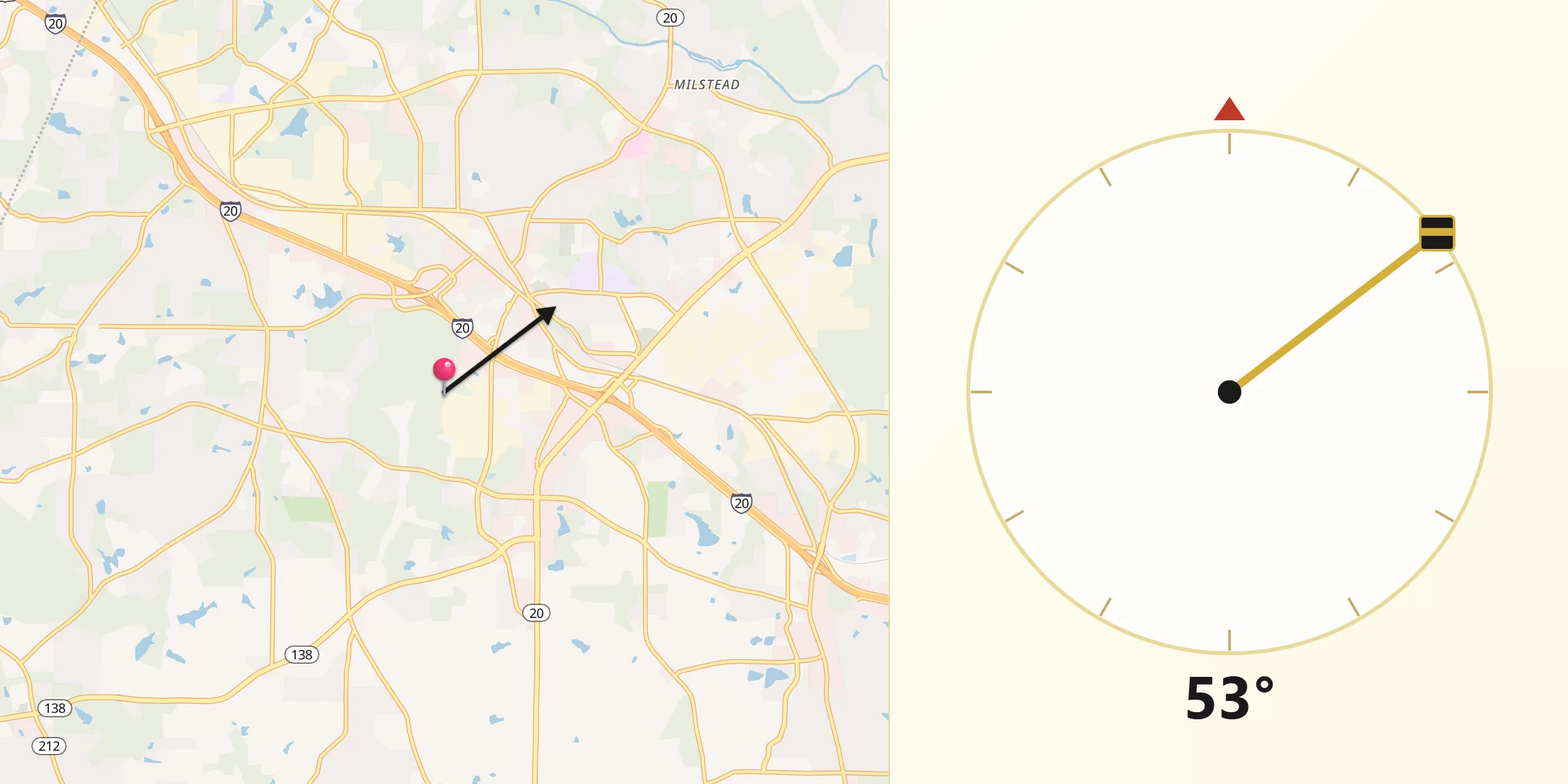 Qibla Direction from Rockdale