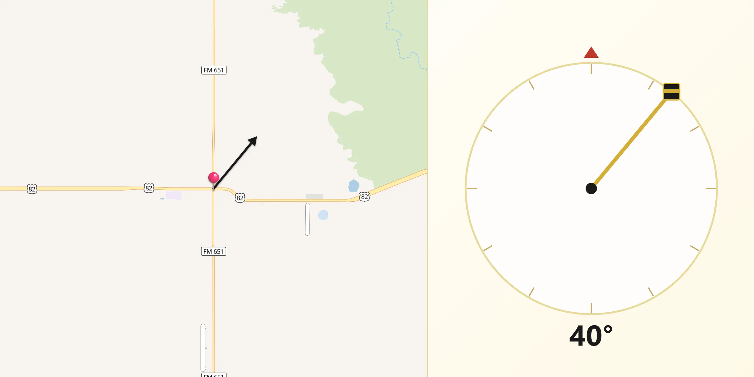 Qibla Direction from Crosbyton