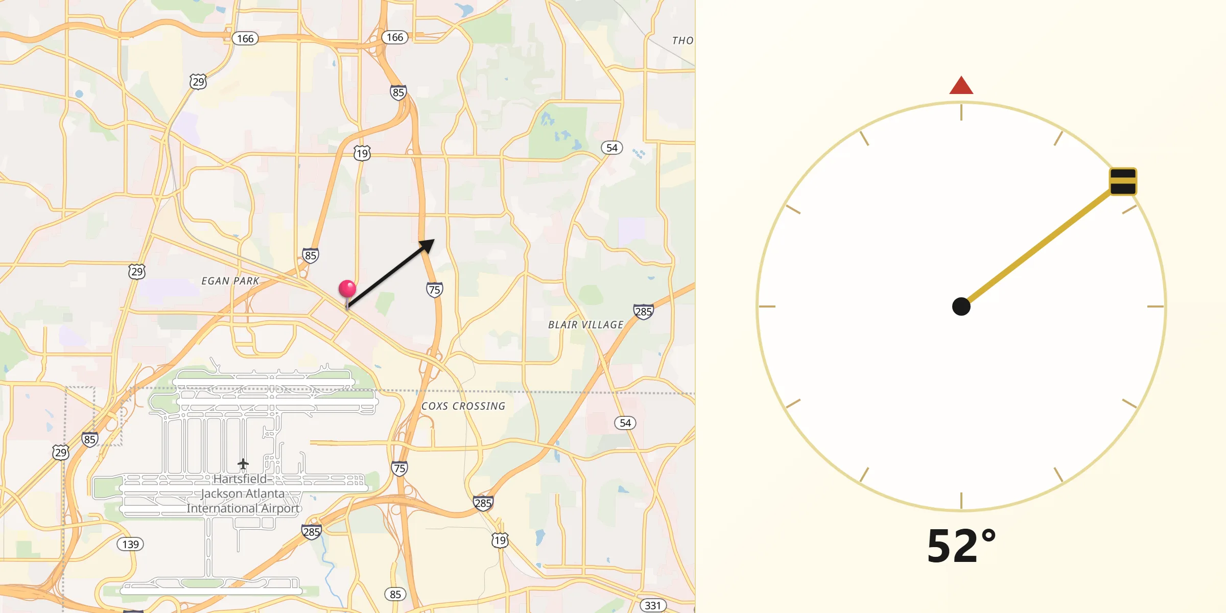 Qibla Direction from Hapeville
