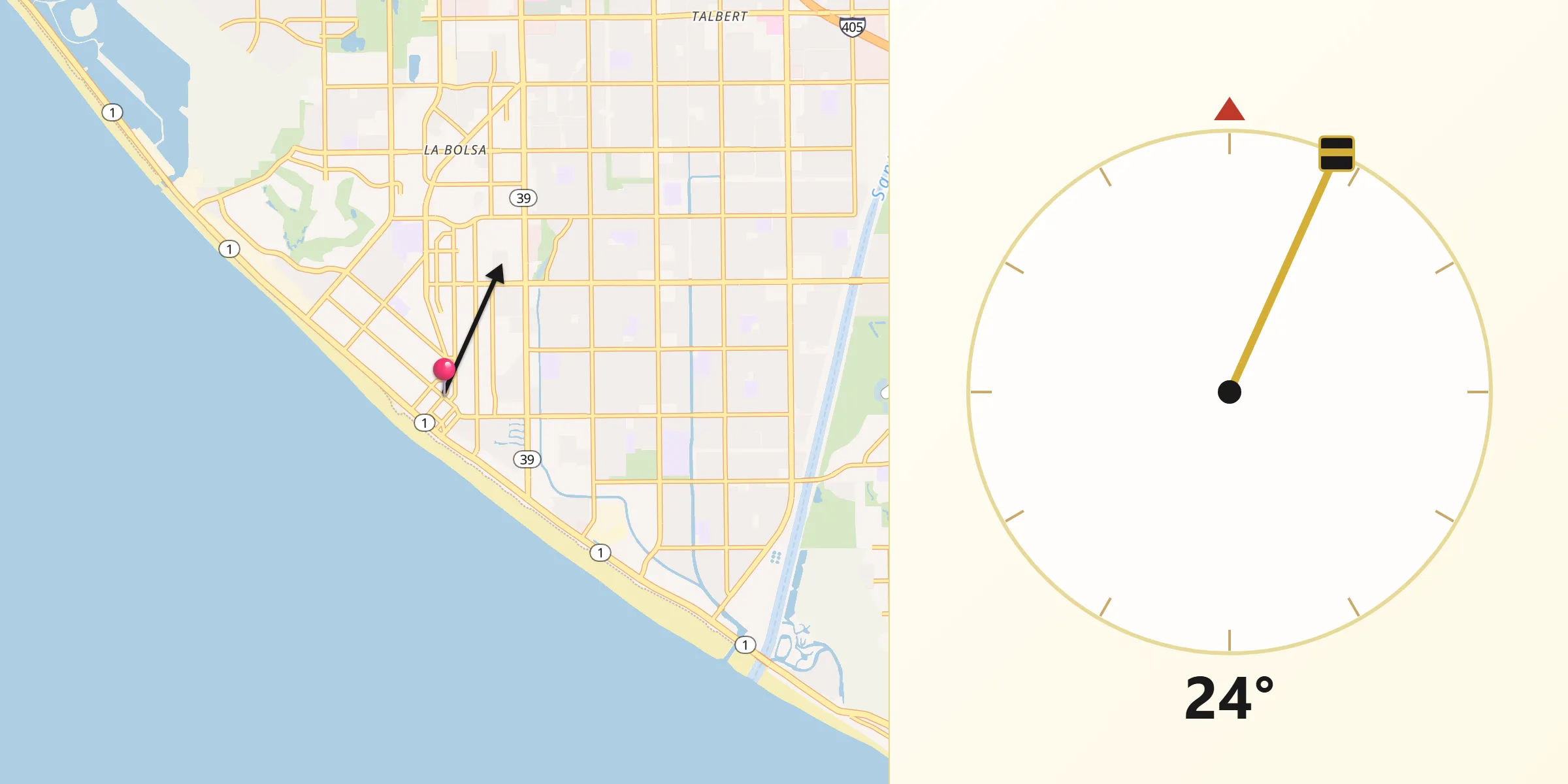 Qibla Direction from Huntington Beach