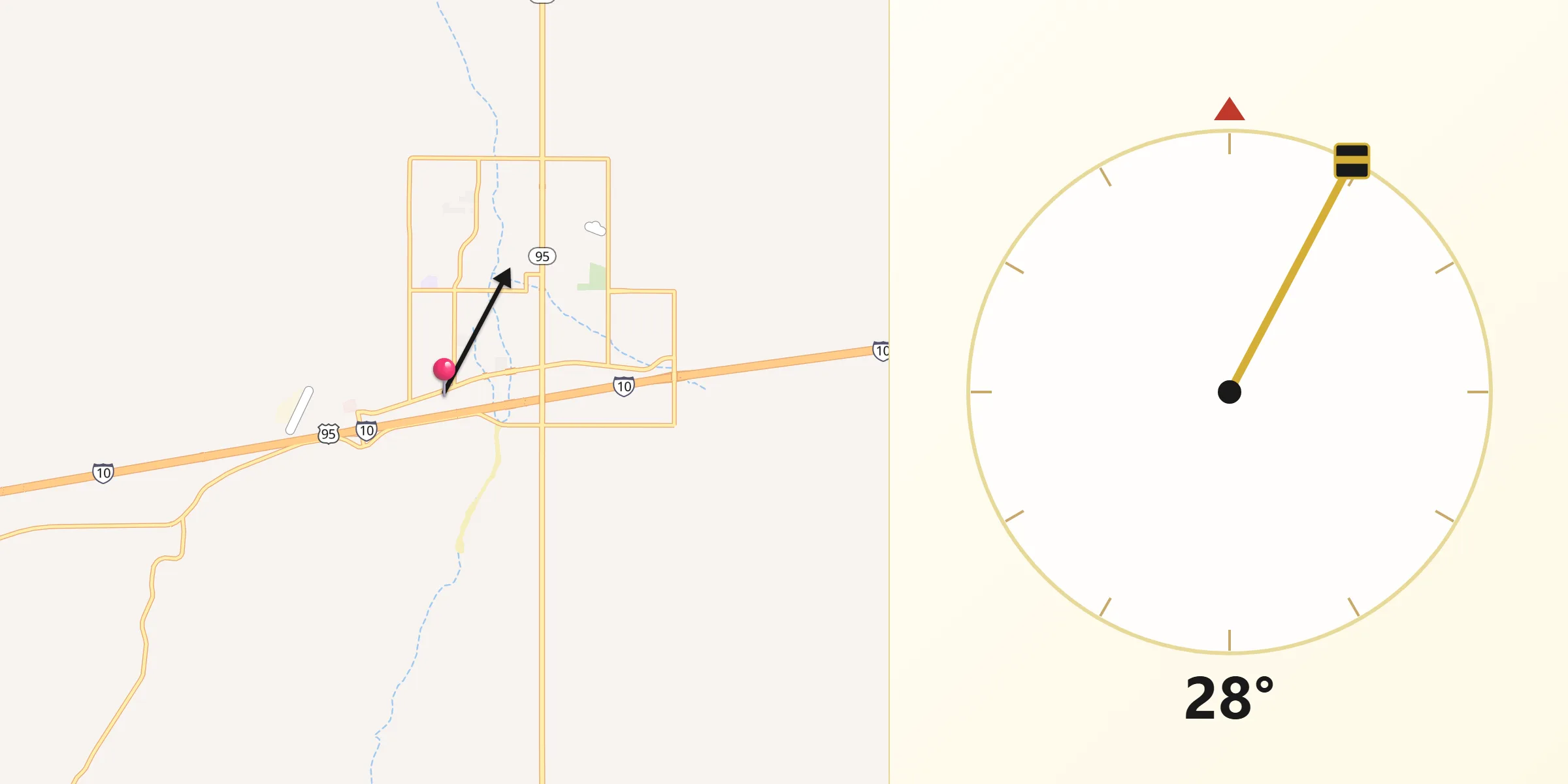 Qibla Direction from Quartzsite