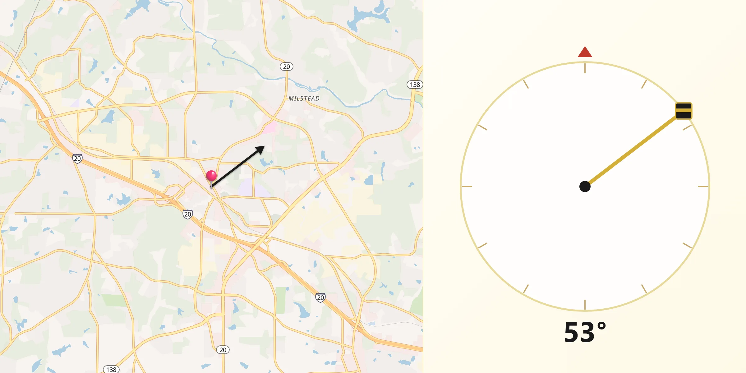 Qibla Direction from Conyers
