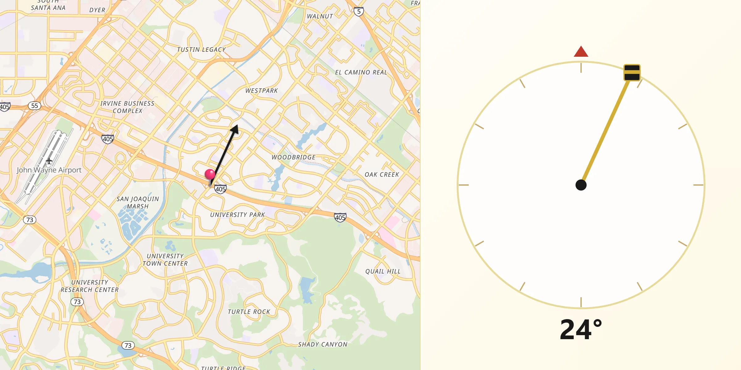 Direzione della Qibla da Irvine