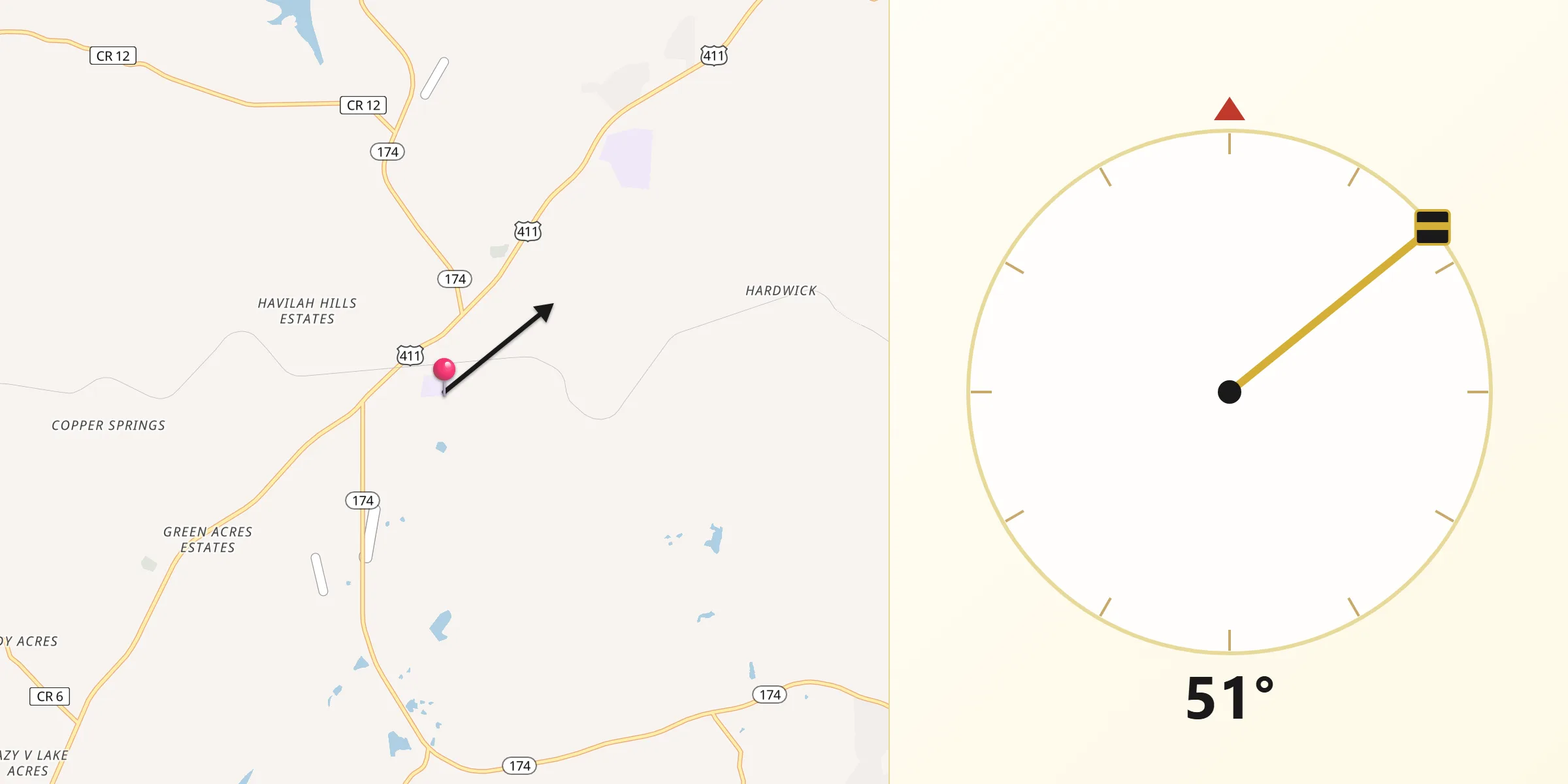 Qibla Direction from Odenville