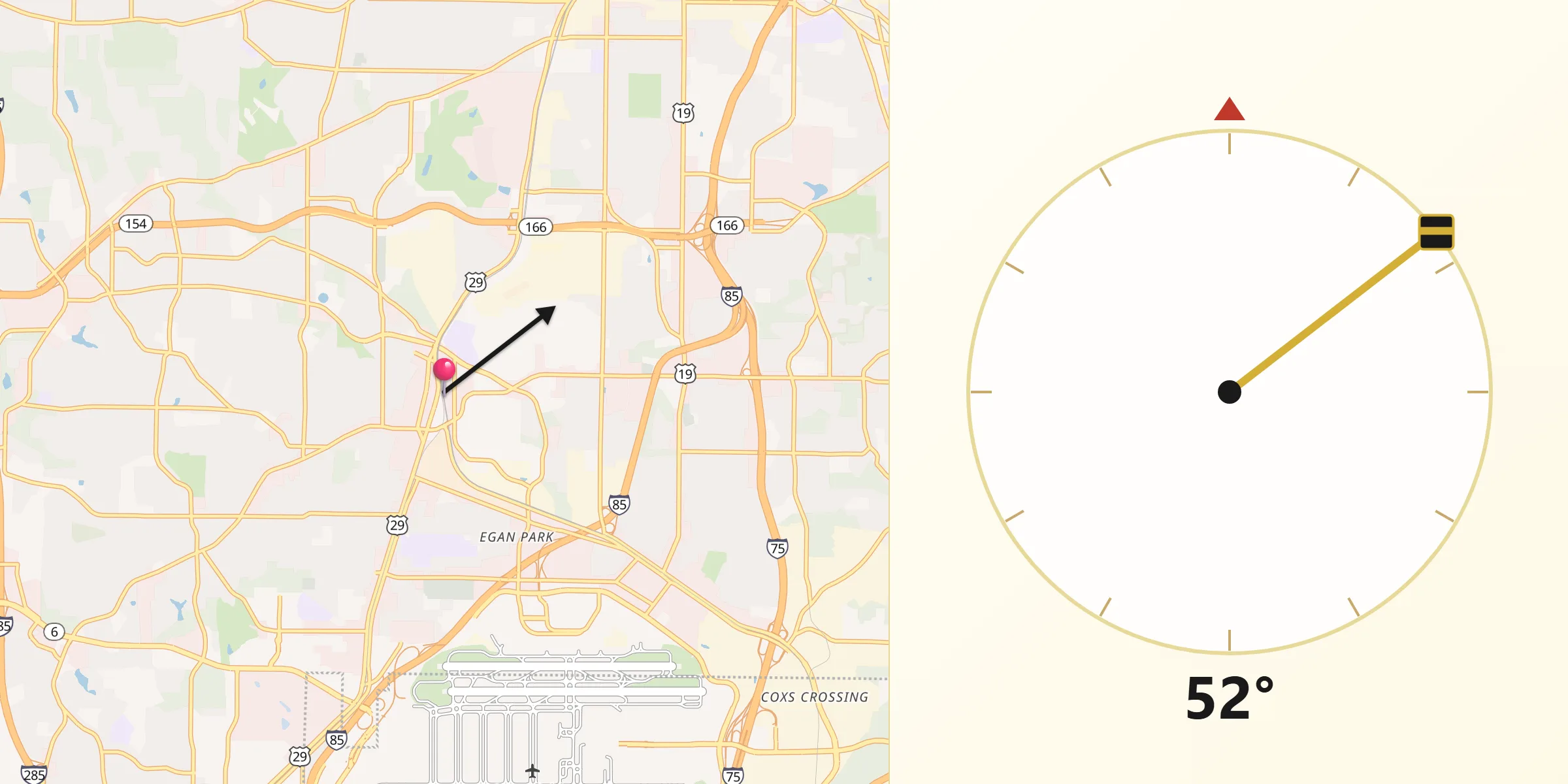 Qibla Direction from East Point