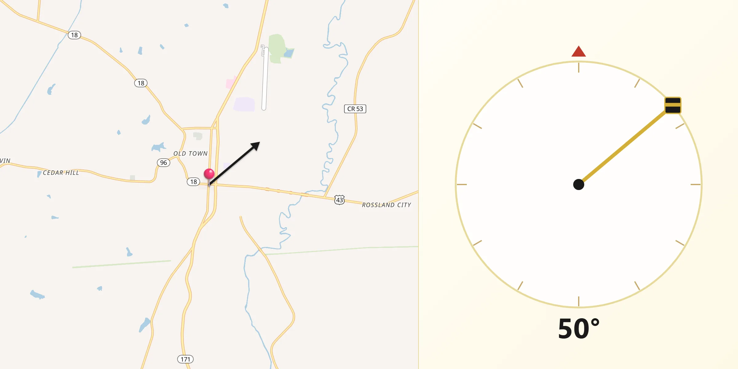Qibla Direction from Fayette