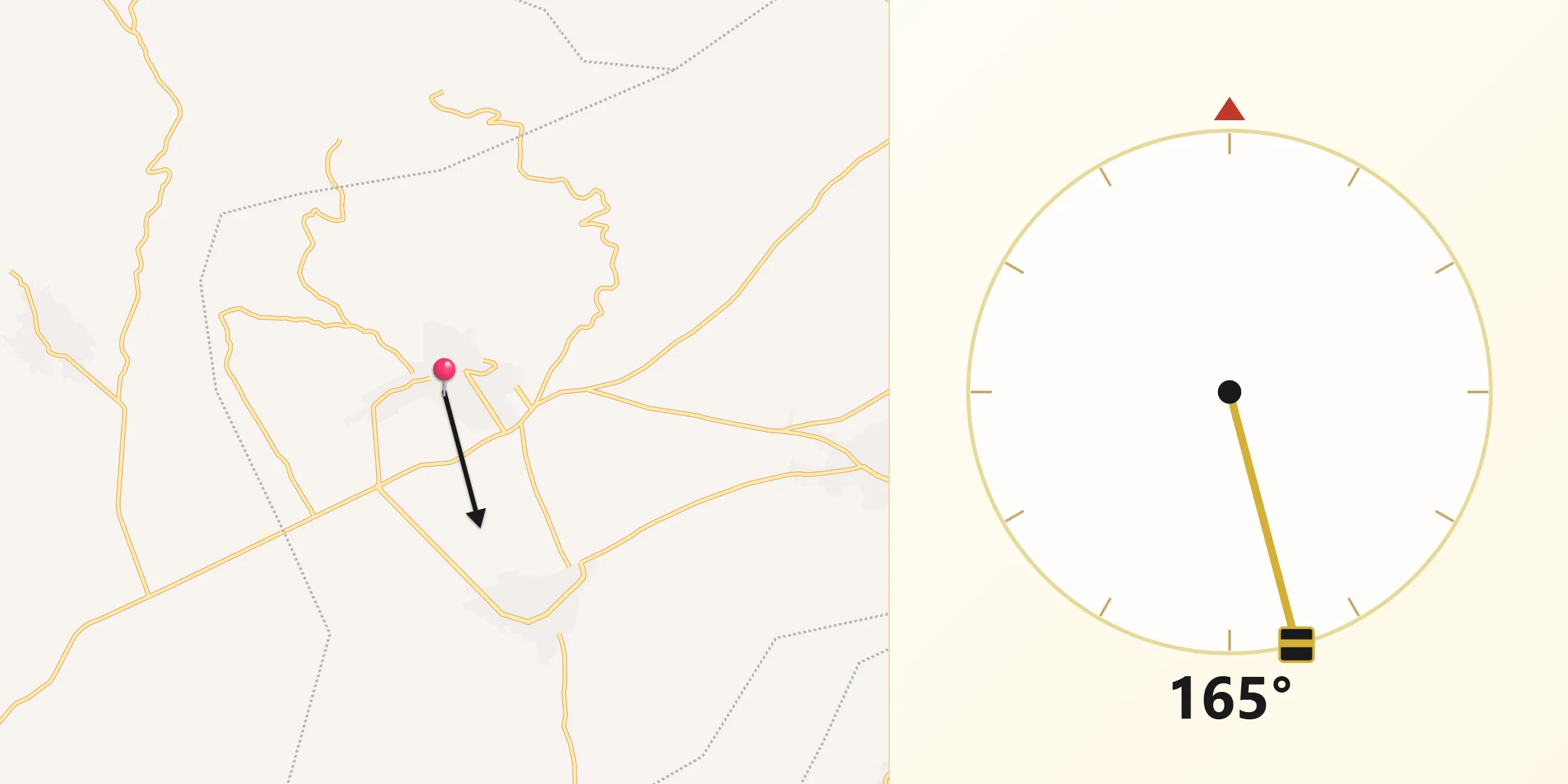 اتجاه القبلة من صيدنايا