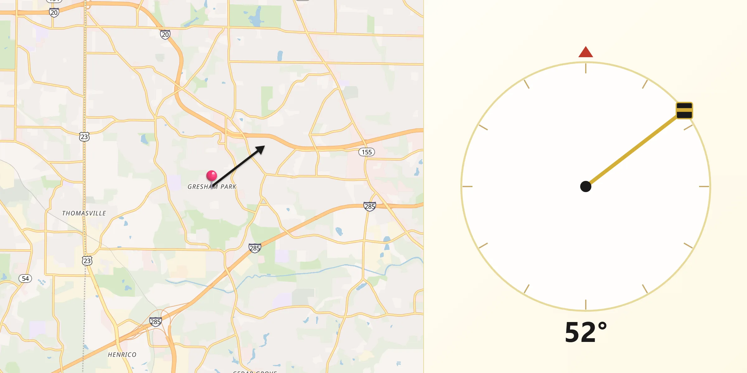 Qibla Direction from Gresham Park