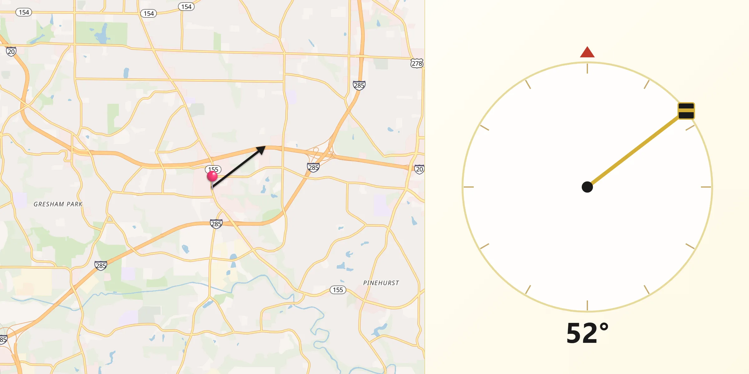 Qibla Direction from Panthersville