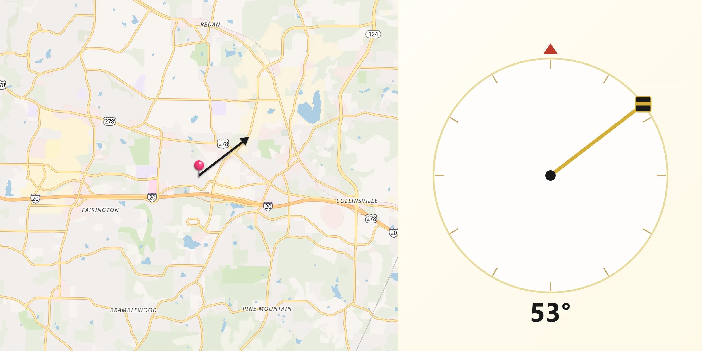 Qibla Direction from Stonecrest