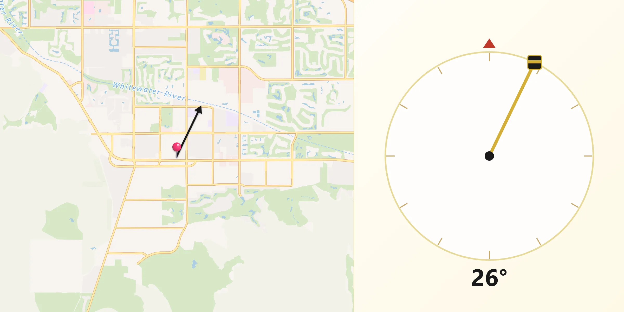 Qibla Direction from Palm Desert