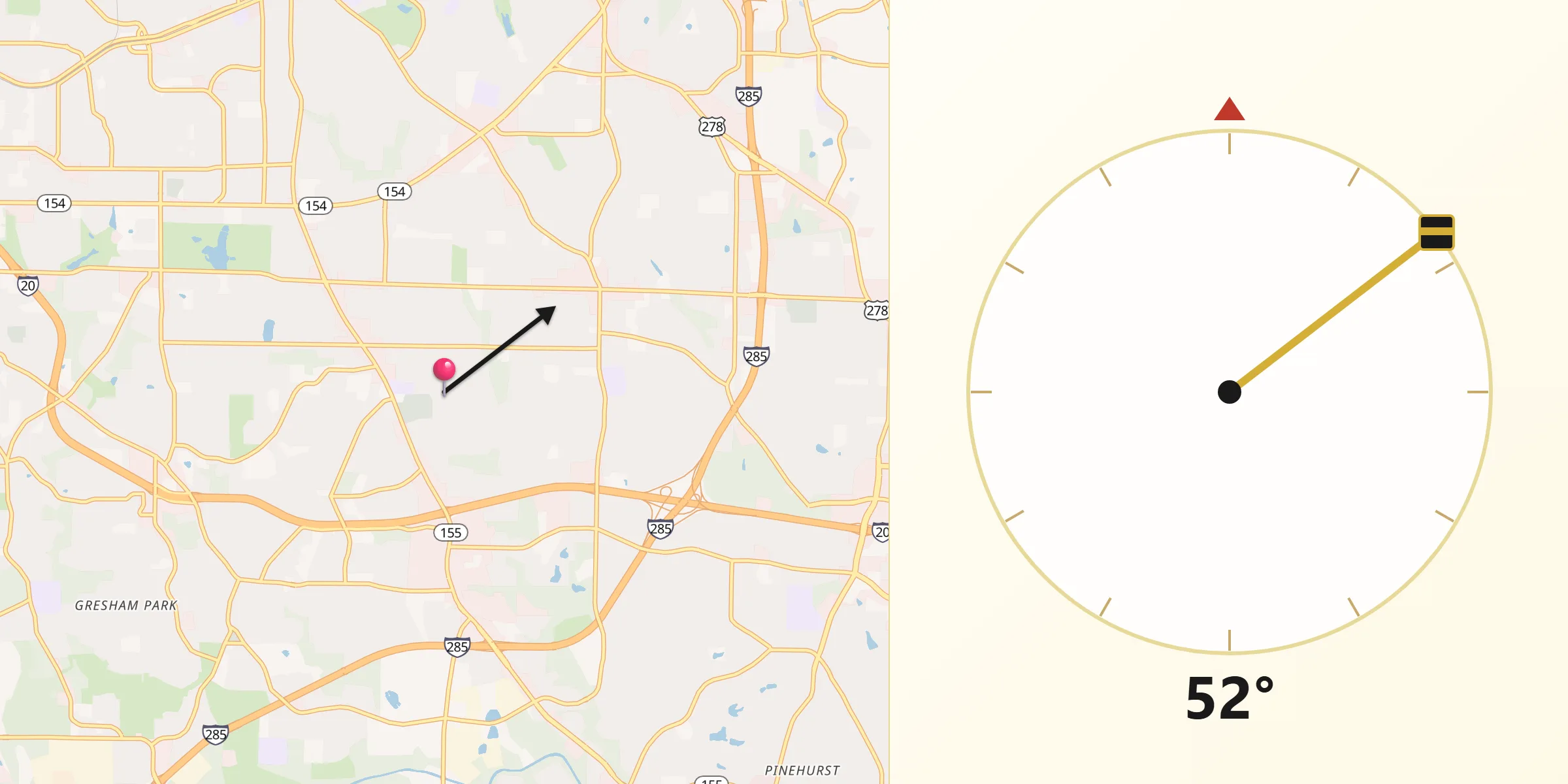 Qibla Direction from Candler-McAfee