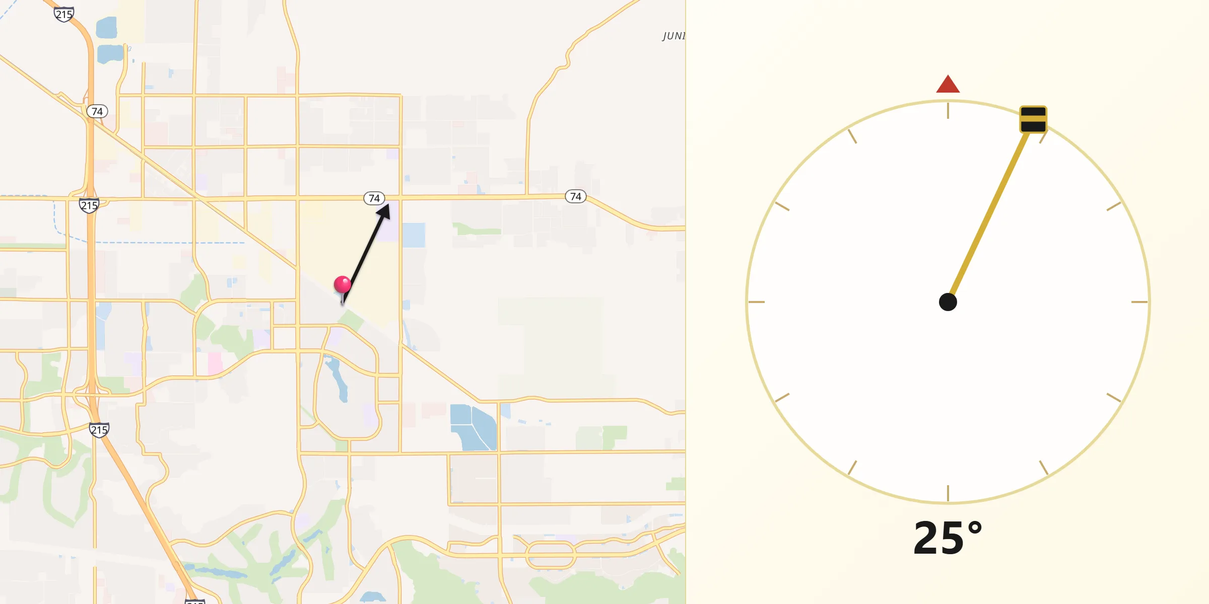 Qibla Direction from Menifee