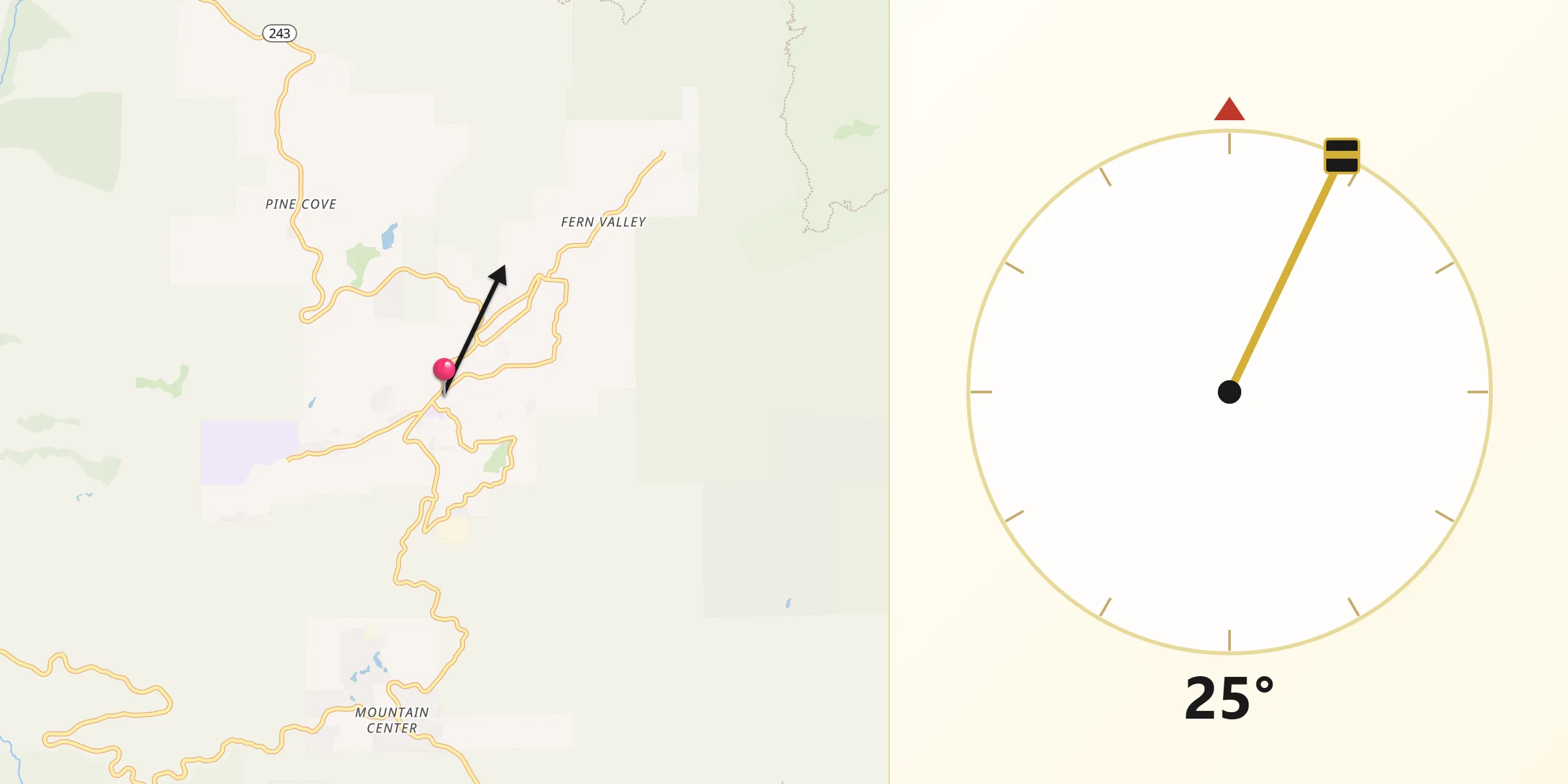 Qibla Direction from Idyllwild