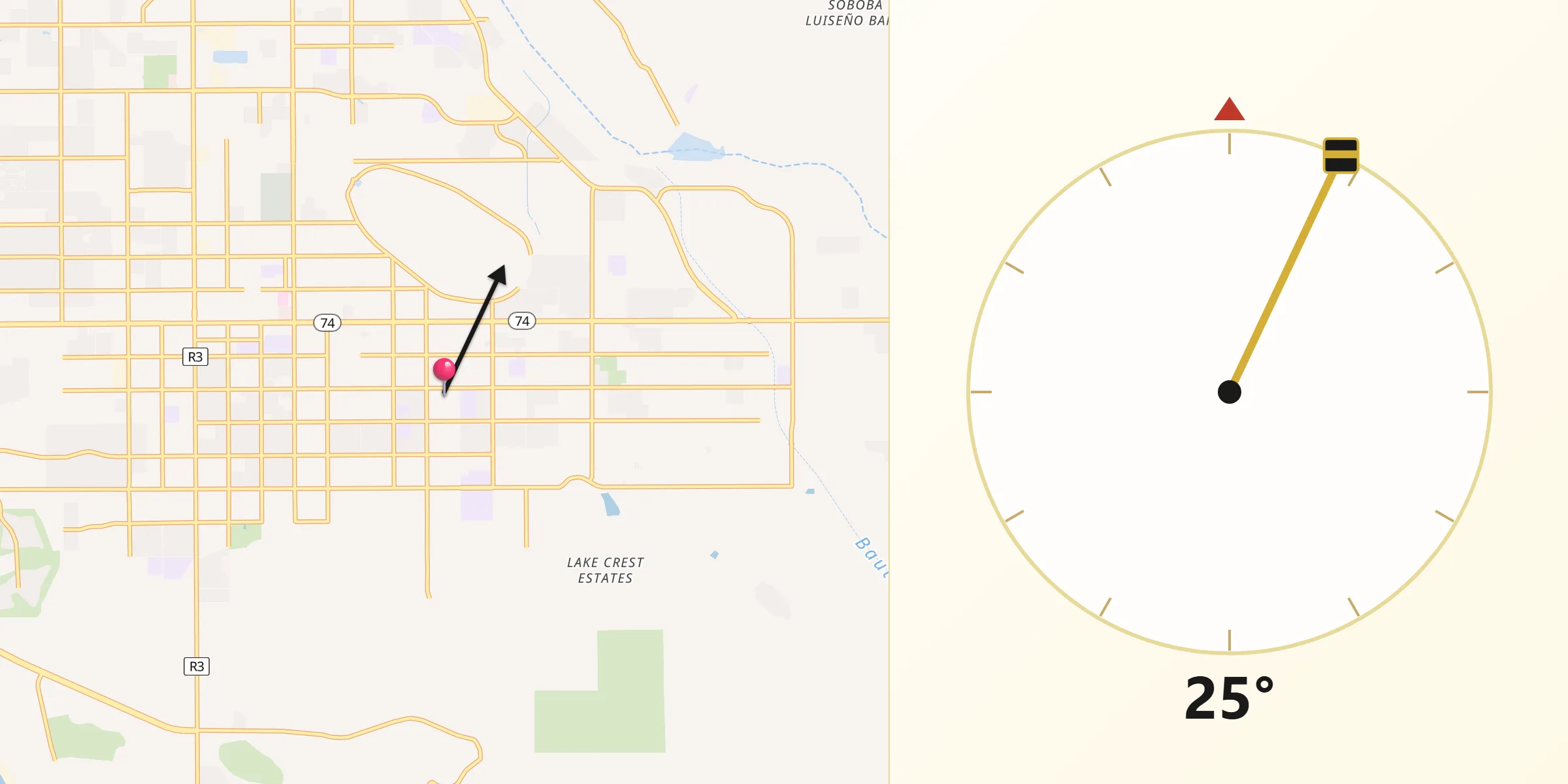 Qibla Direction from East Hemet