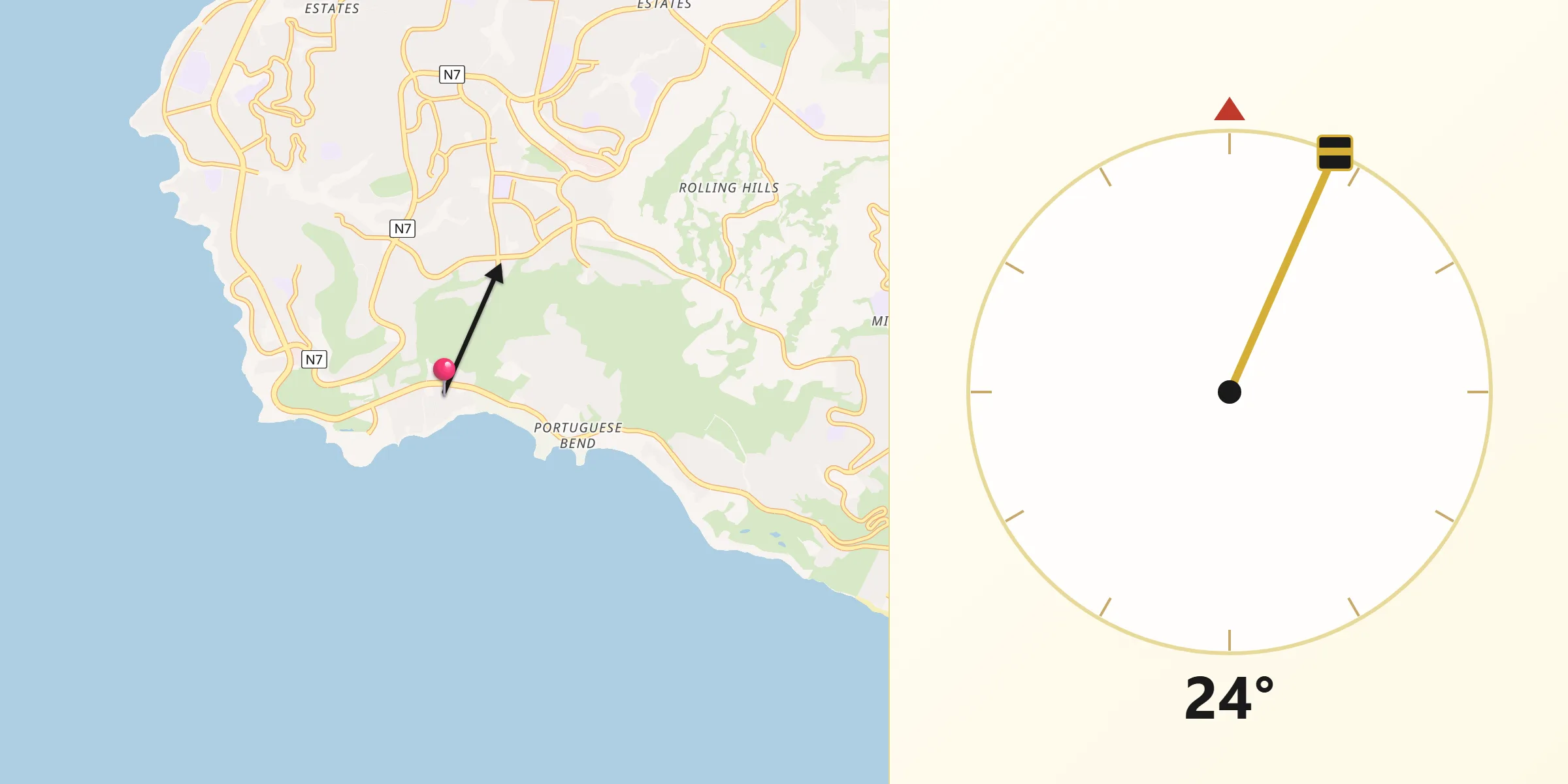 Qibla Direction from Rancho Palos Verdes