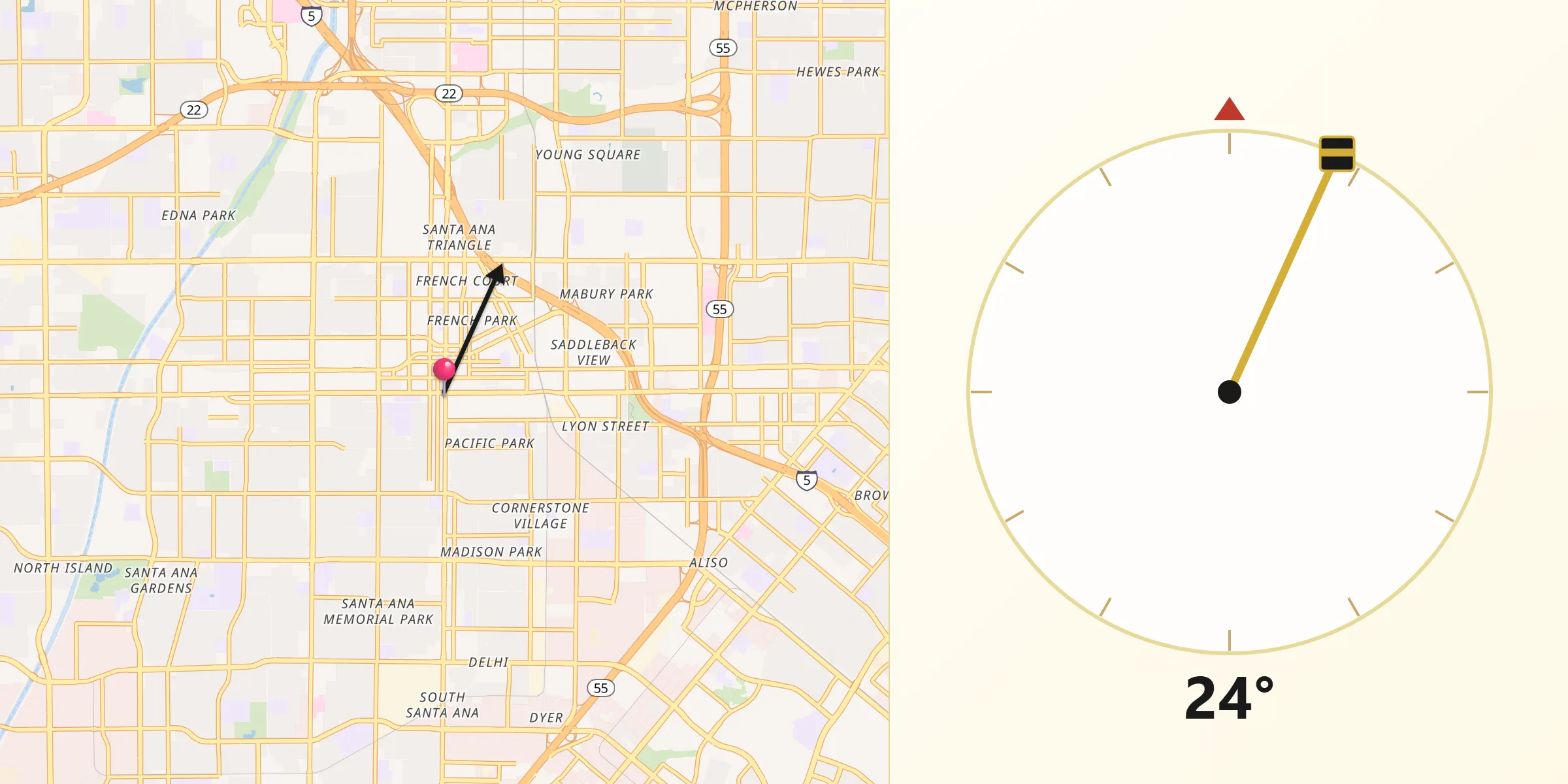 Kierunek Qibla z Santa Ana