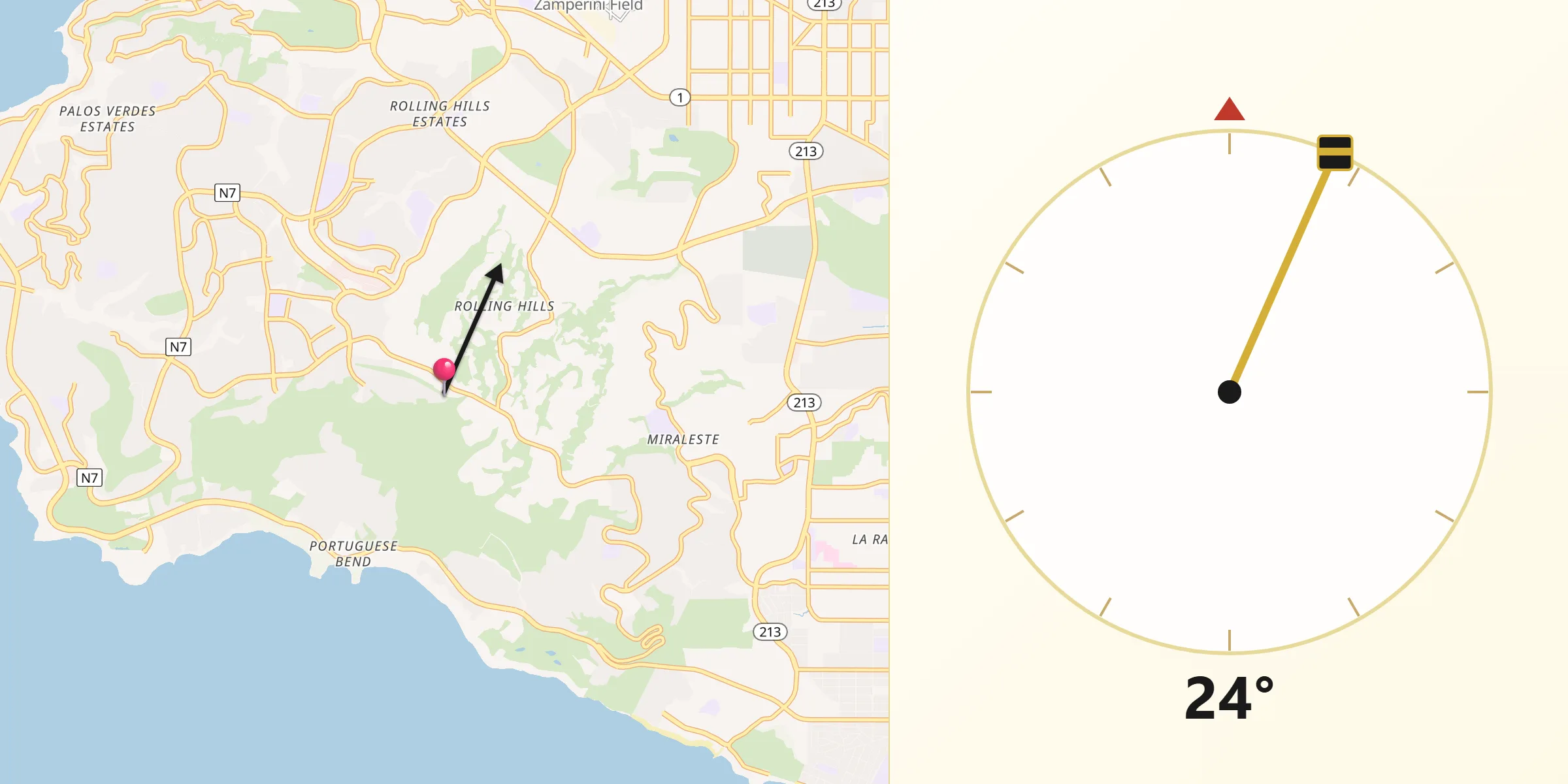Qibla Direction from Rolling Hills