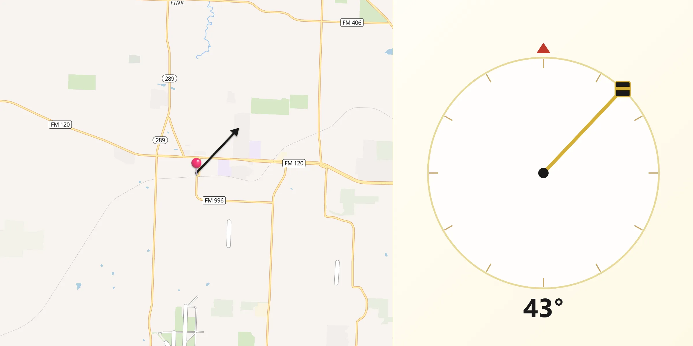 Qibla Direction from Pottsboro