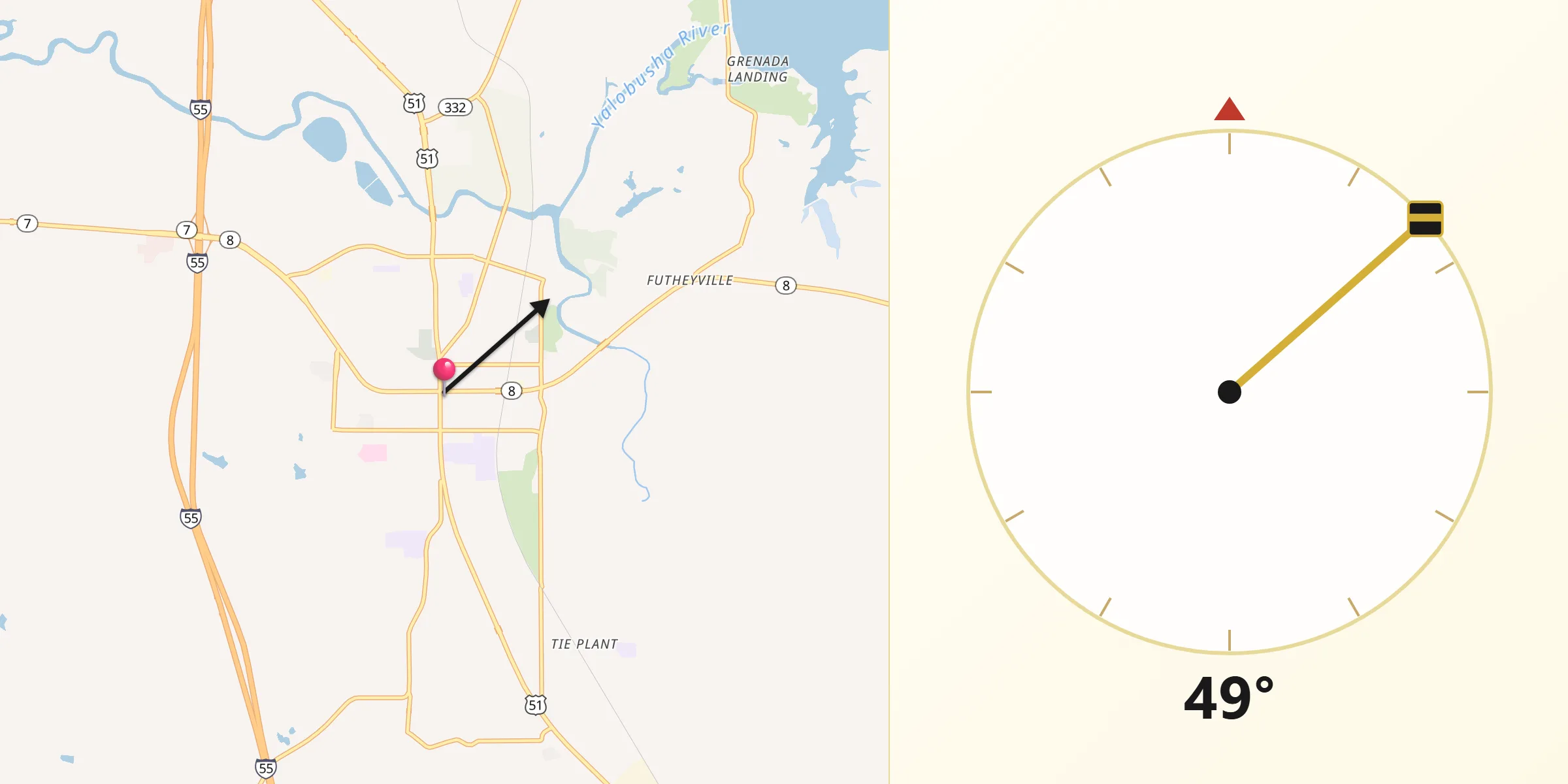 Qibla Direction from Grenada