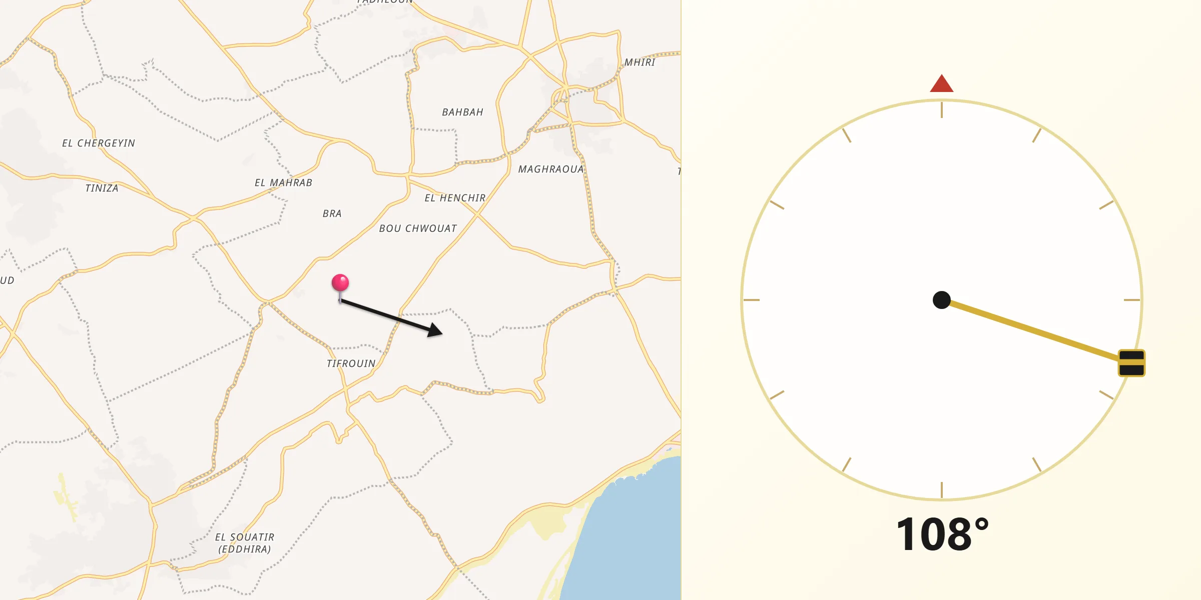 اتجاه القبلة من جربة ميدون