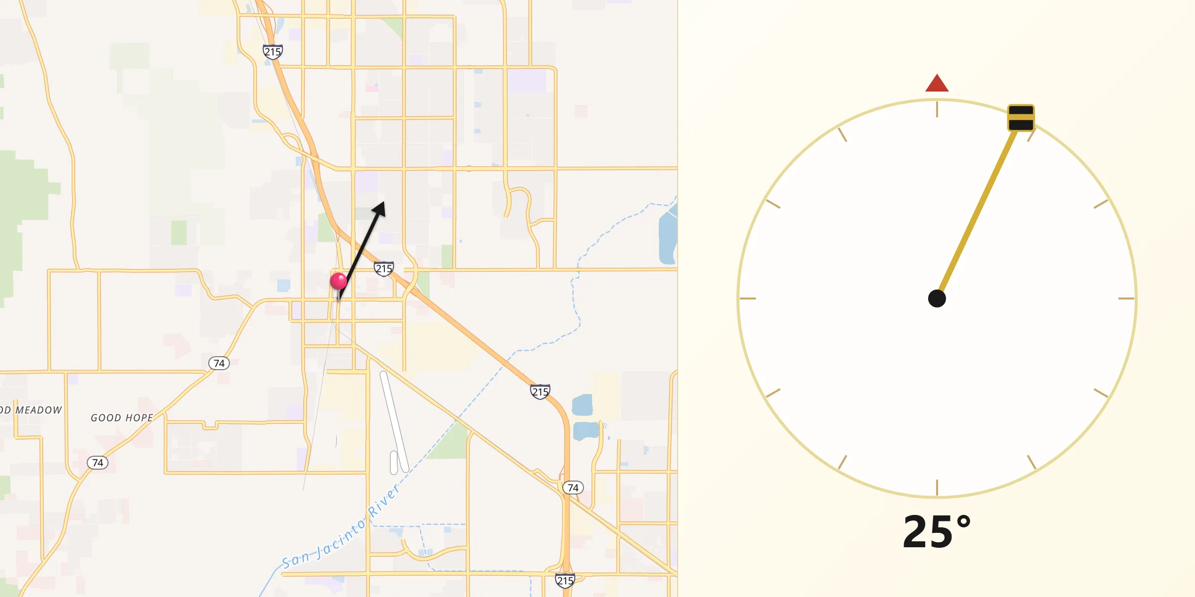 Qibla Direction from Perris