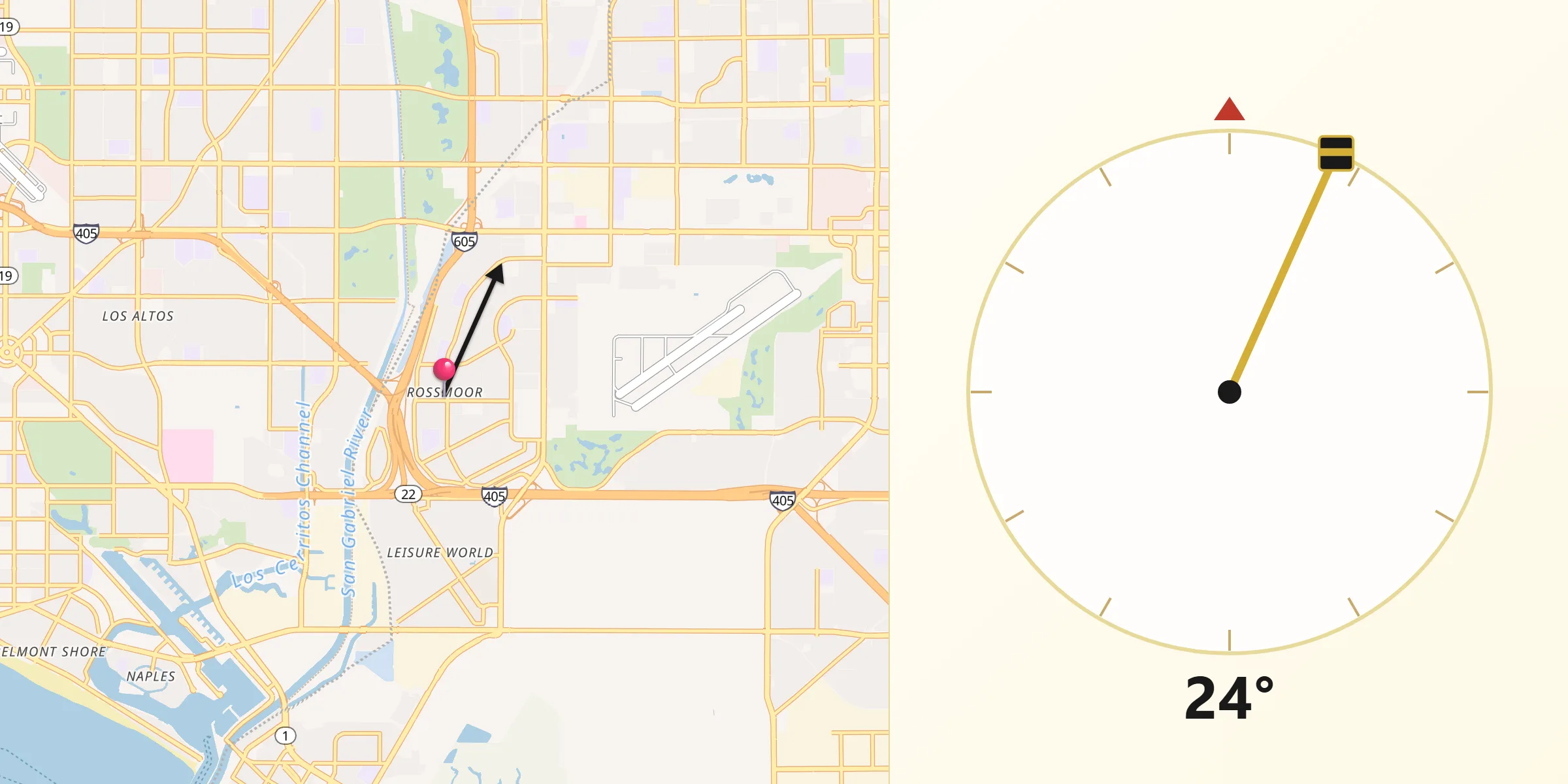 Qibla Direction from Rossmoor
