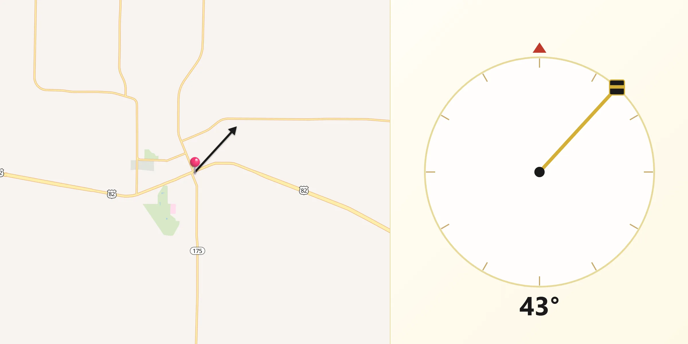 Qibla Direction from Nocona