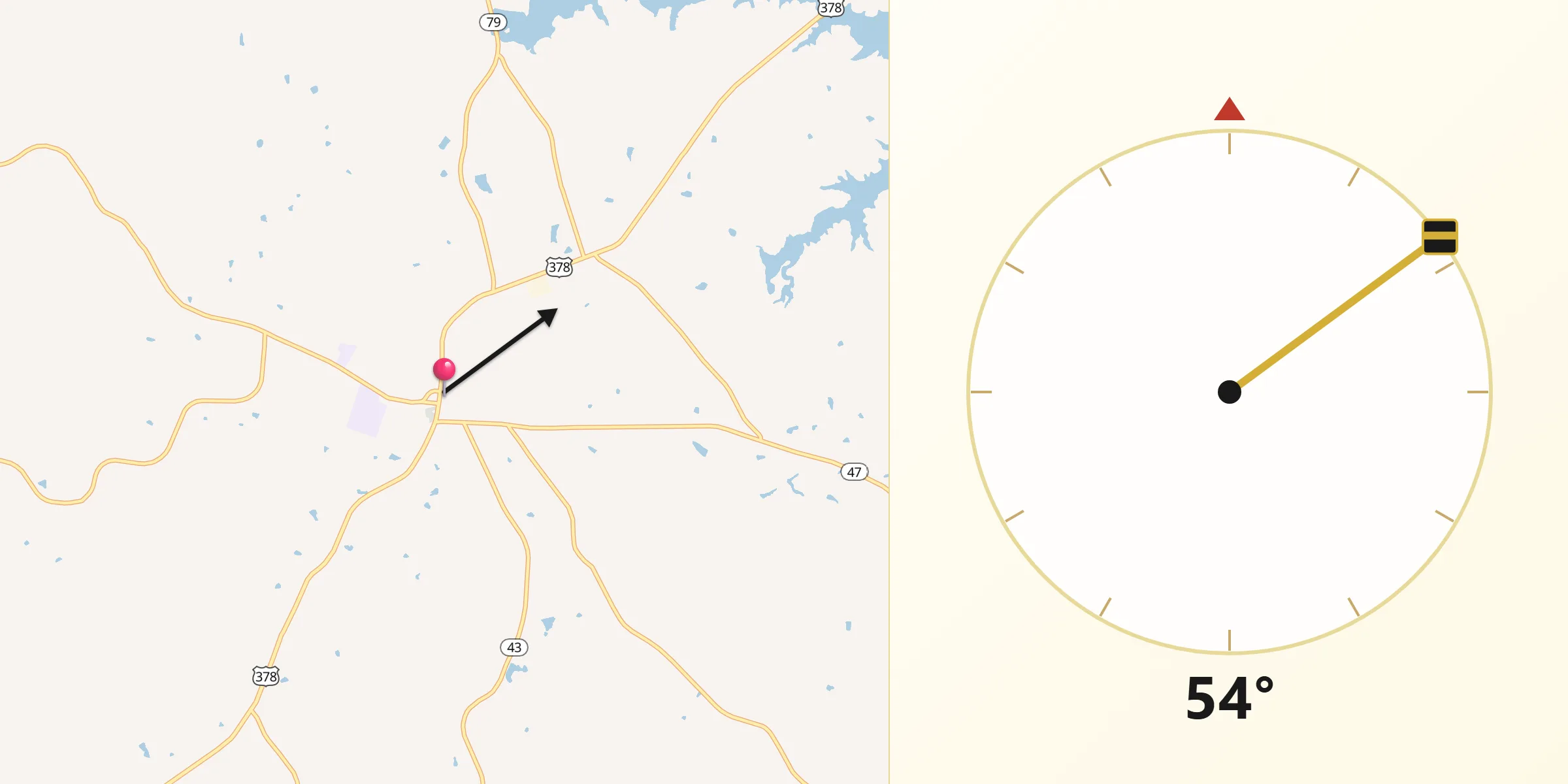 Qibla Direction from Lincolnton