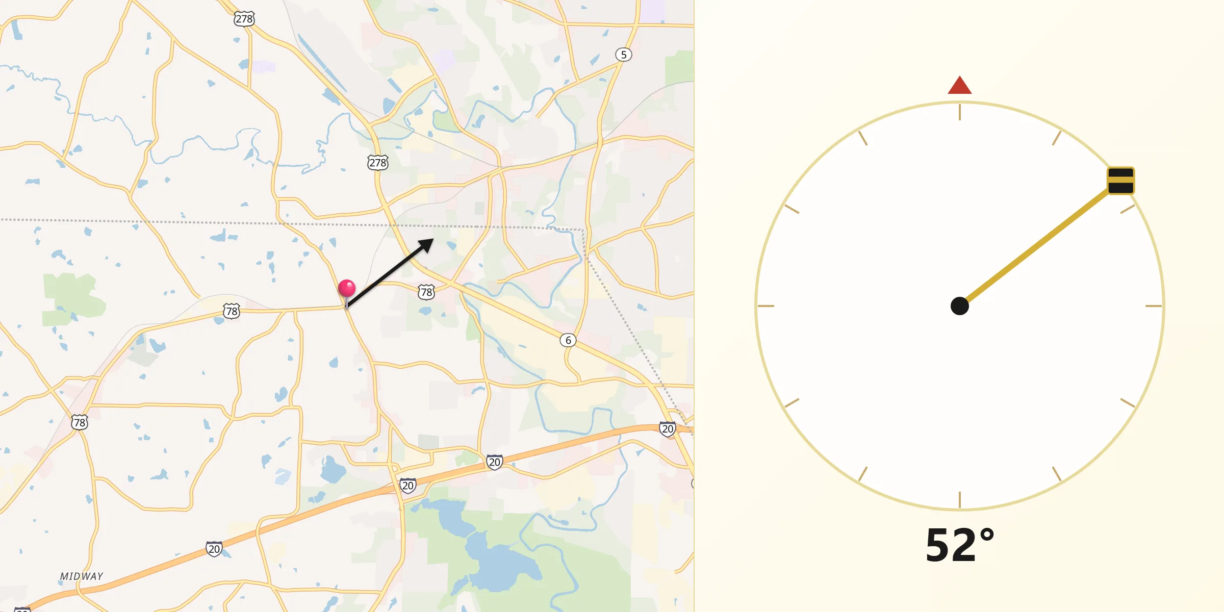 Qibla Direction from Lithia Springs