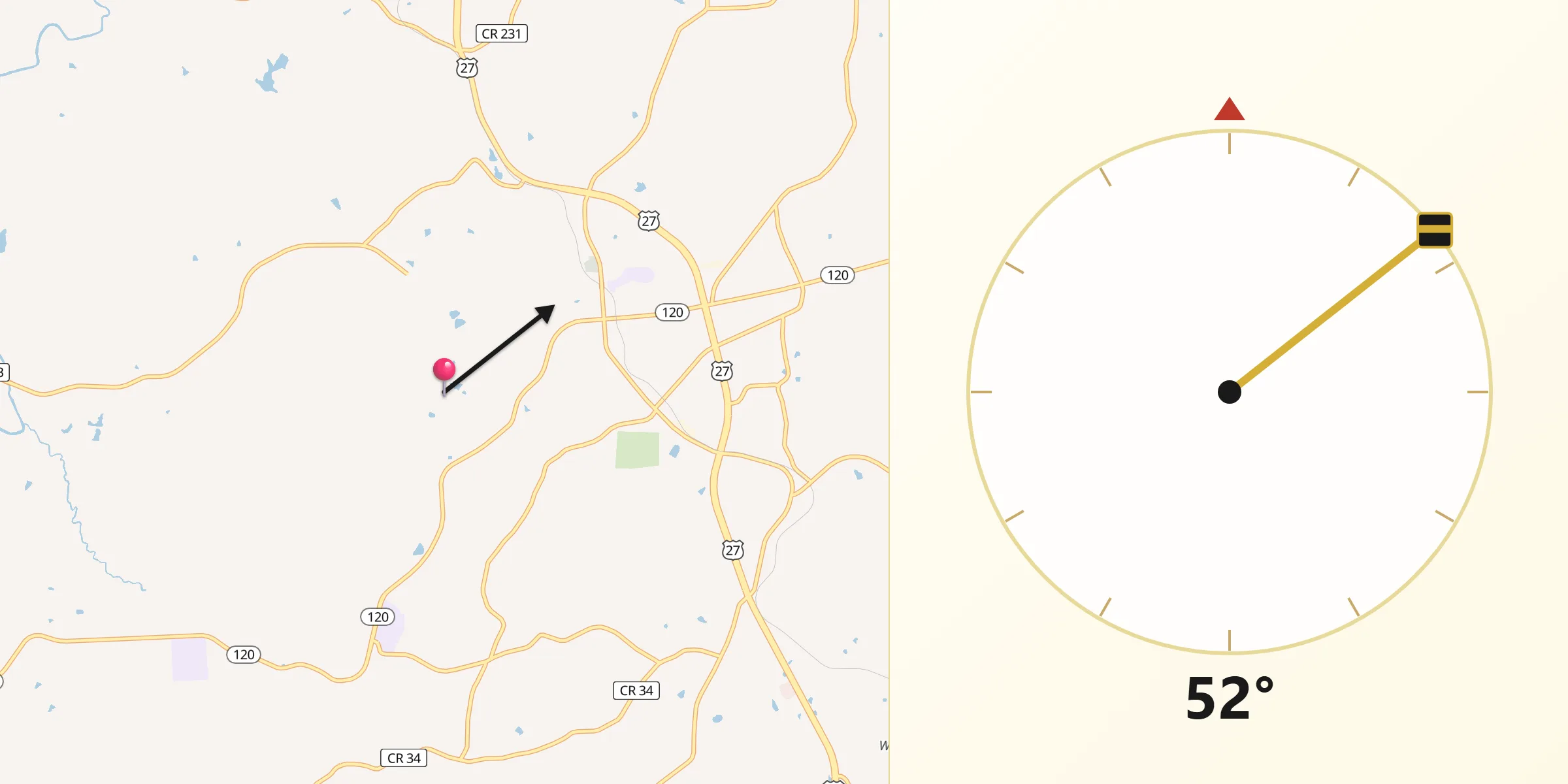 Qibla Direction from Haralson