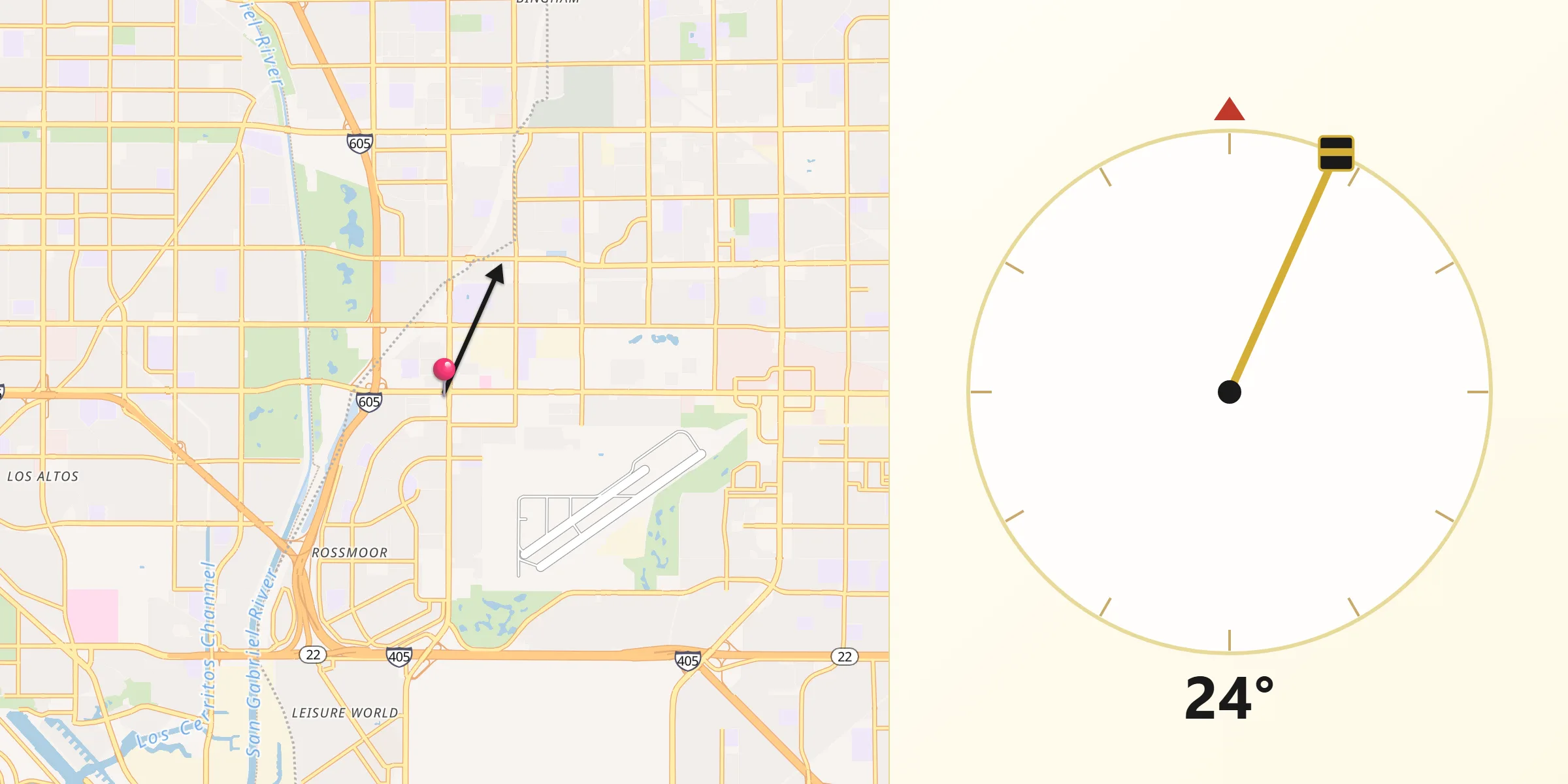 Qibla Direction from Los Alamitos