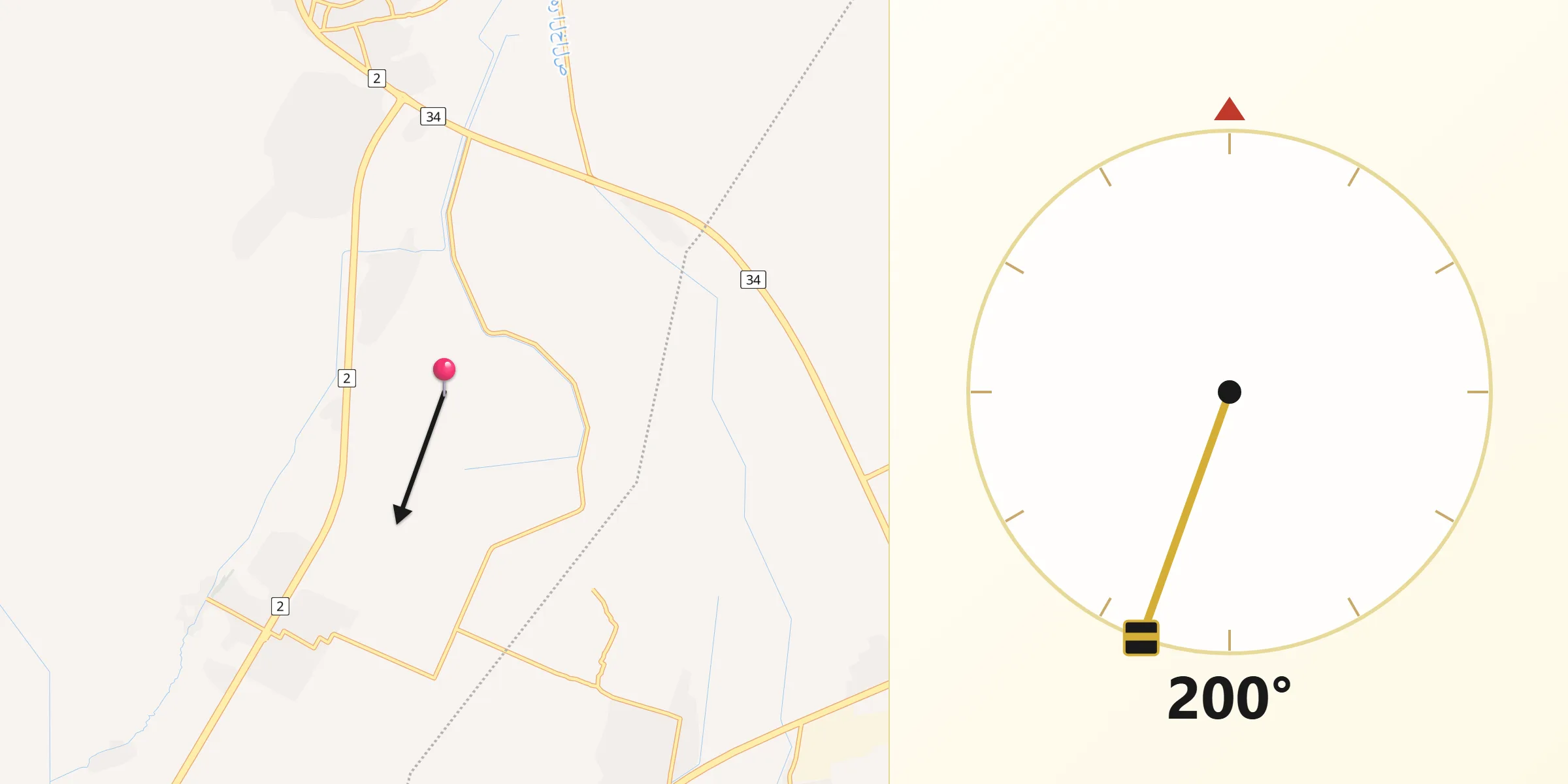 Direction vers la Qibla depuis Khāliş