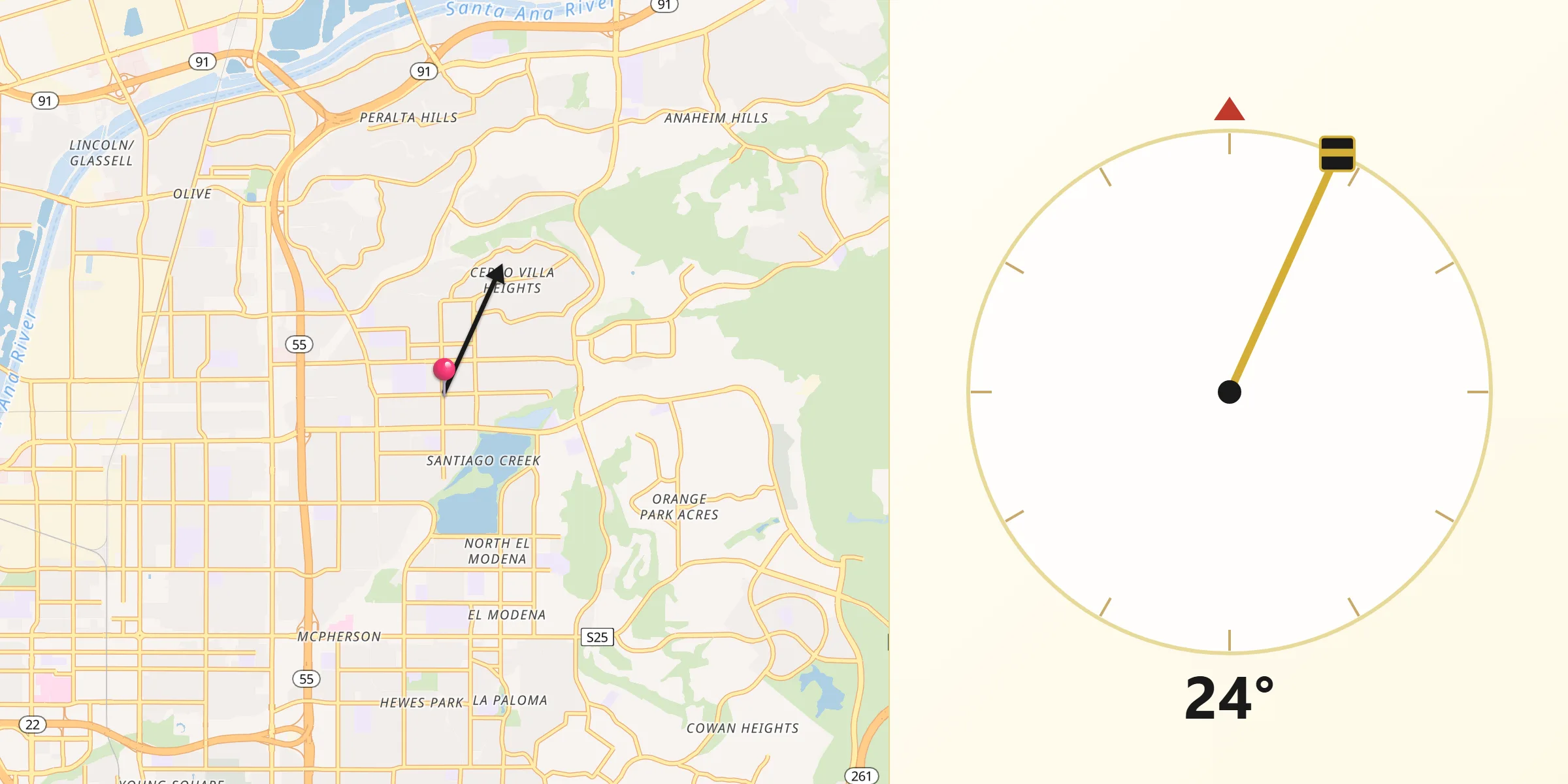 Qibla Direction from Villa Park