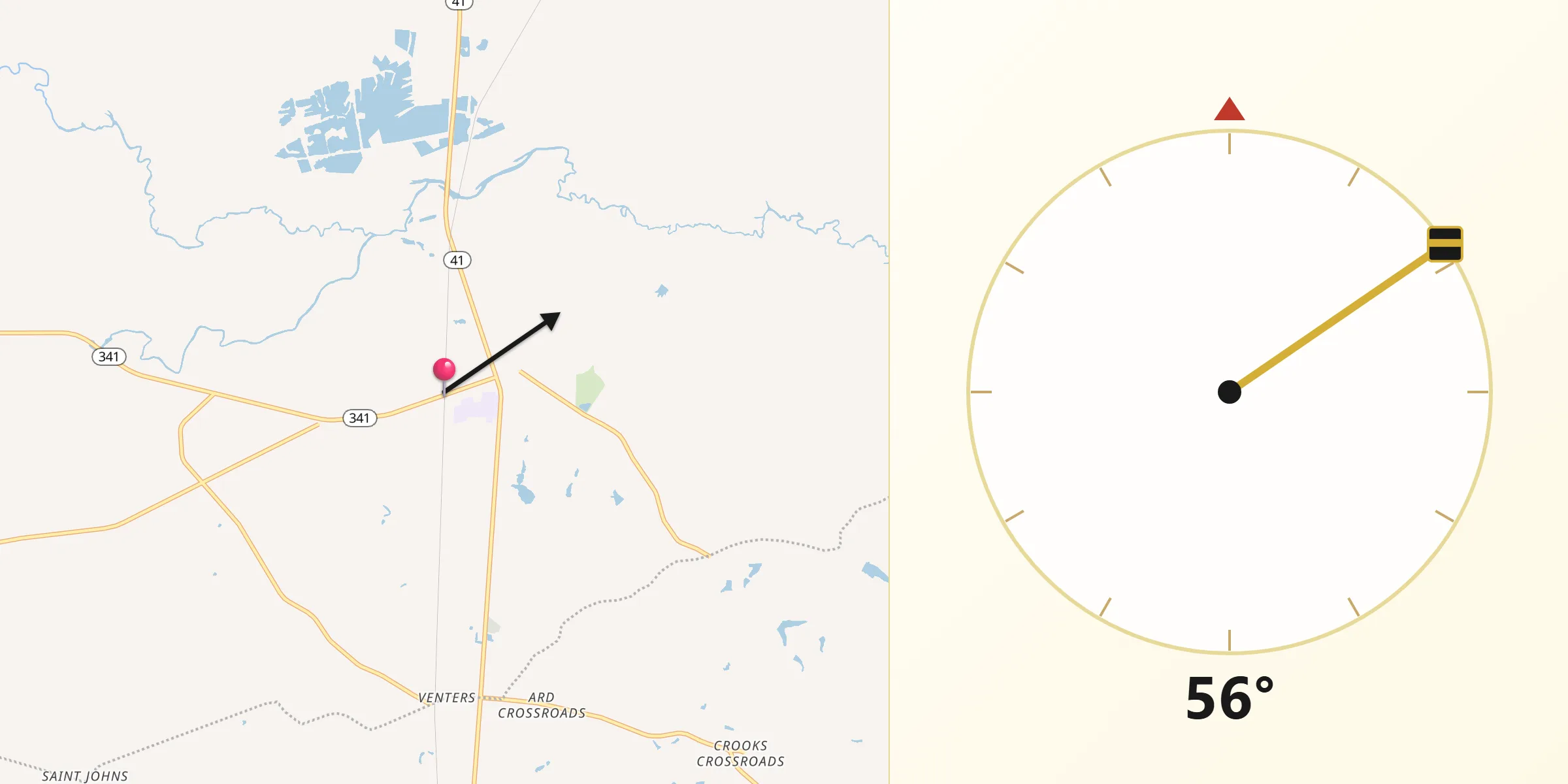 Qibla Direction from Johnsonville