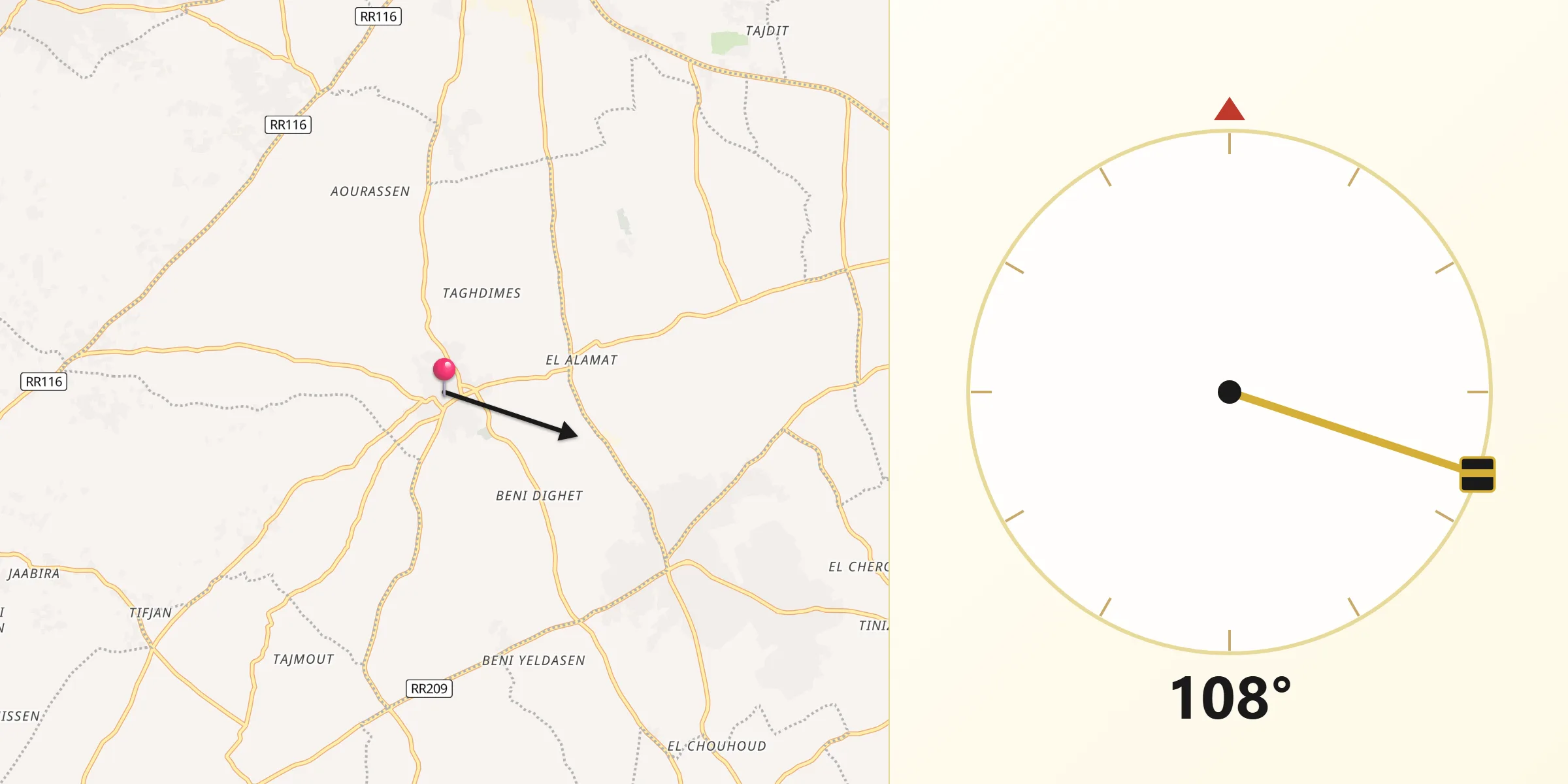 اتجاه القبلة من الرياض