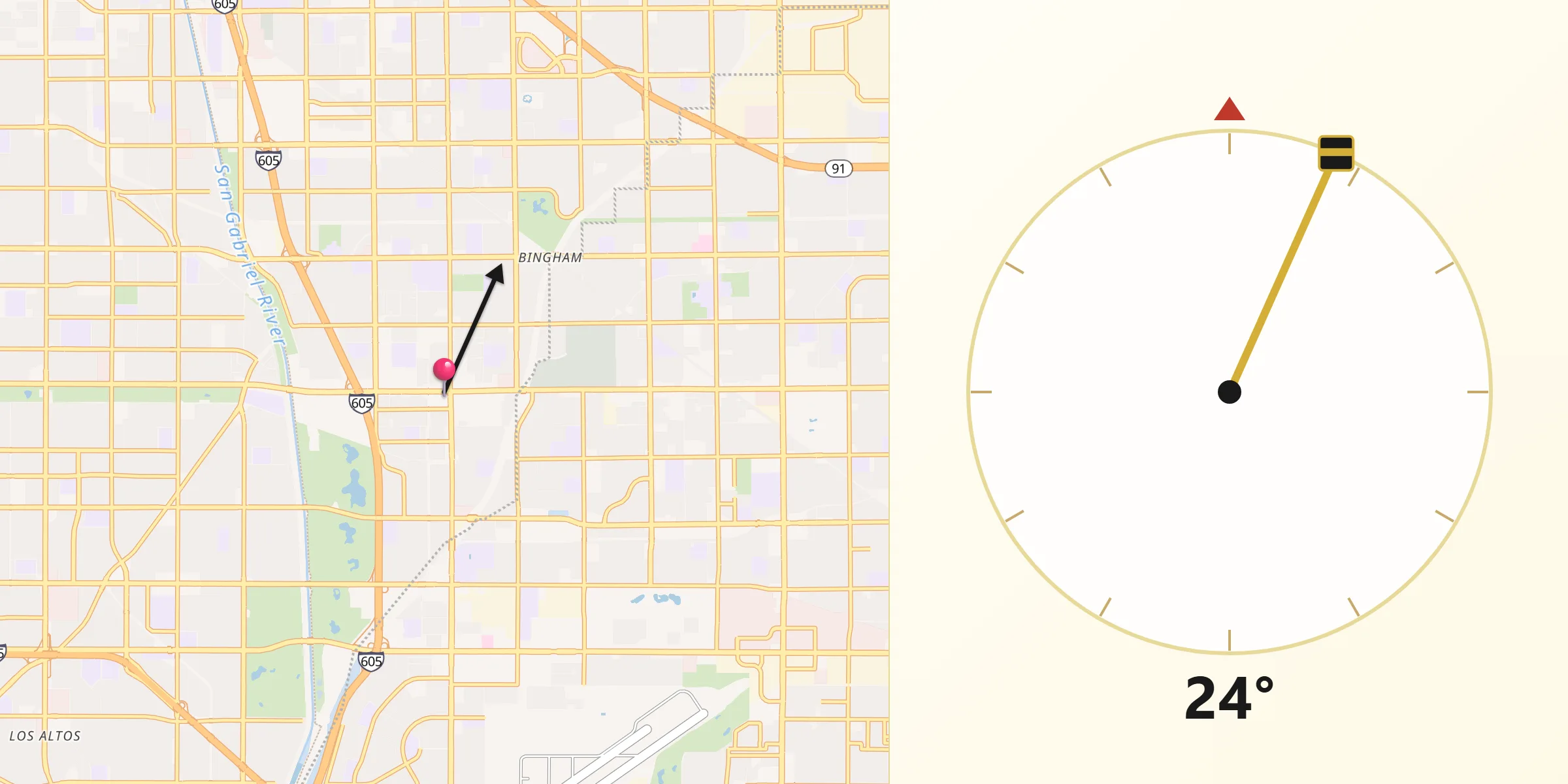 Qibla Direction from Hawaiian Gardens
