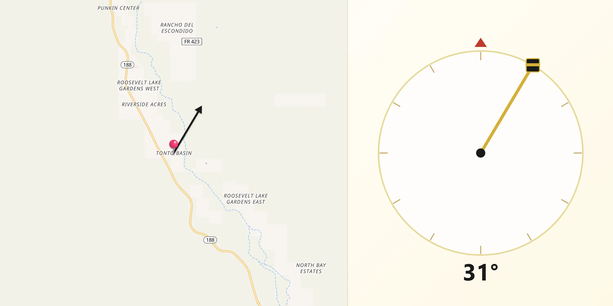 Qibla Direction from Tonto Basin