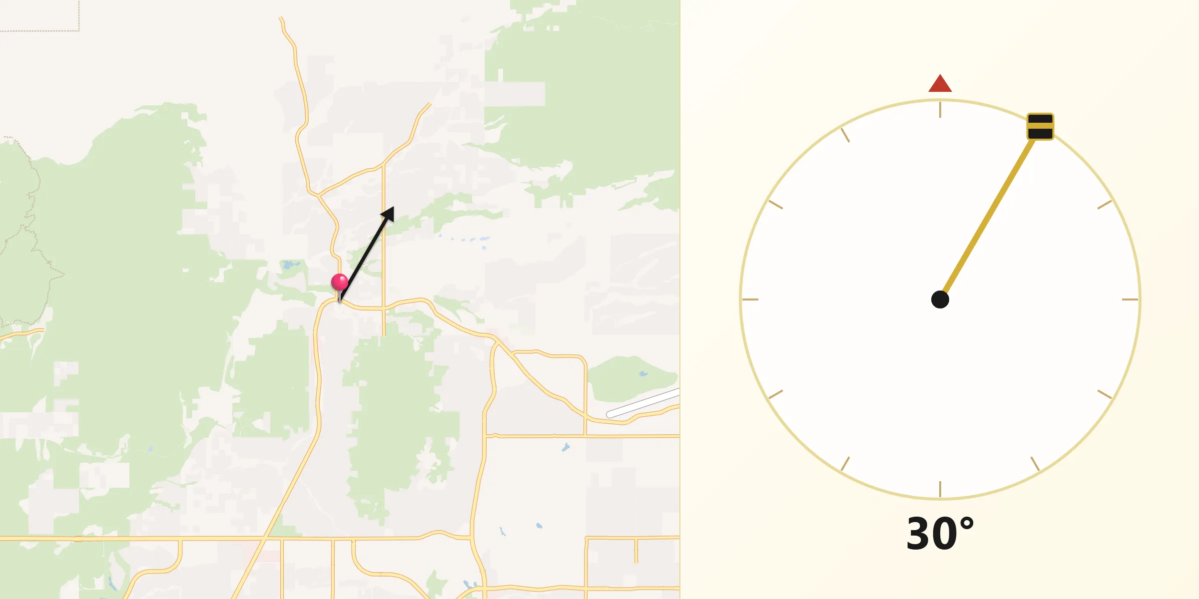 Qibla Direction from Cave Creek