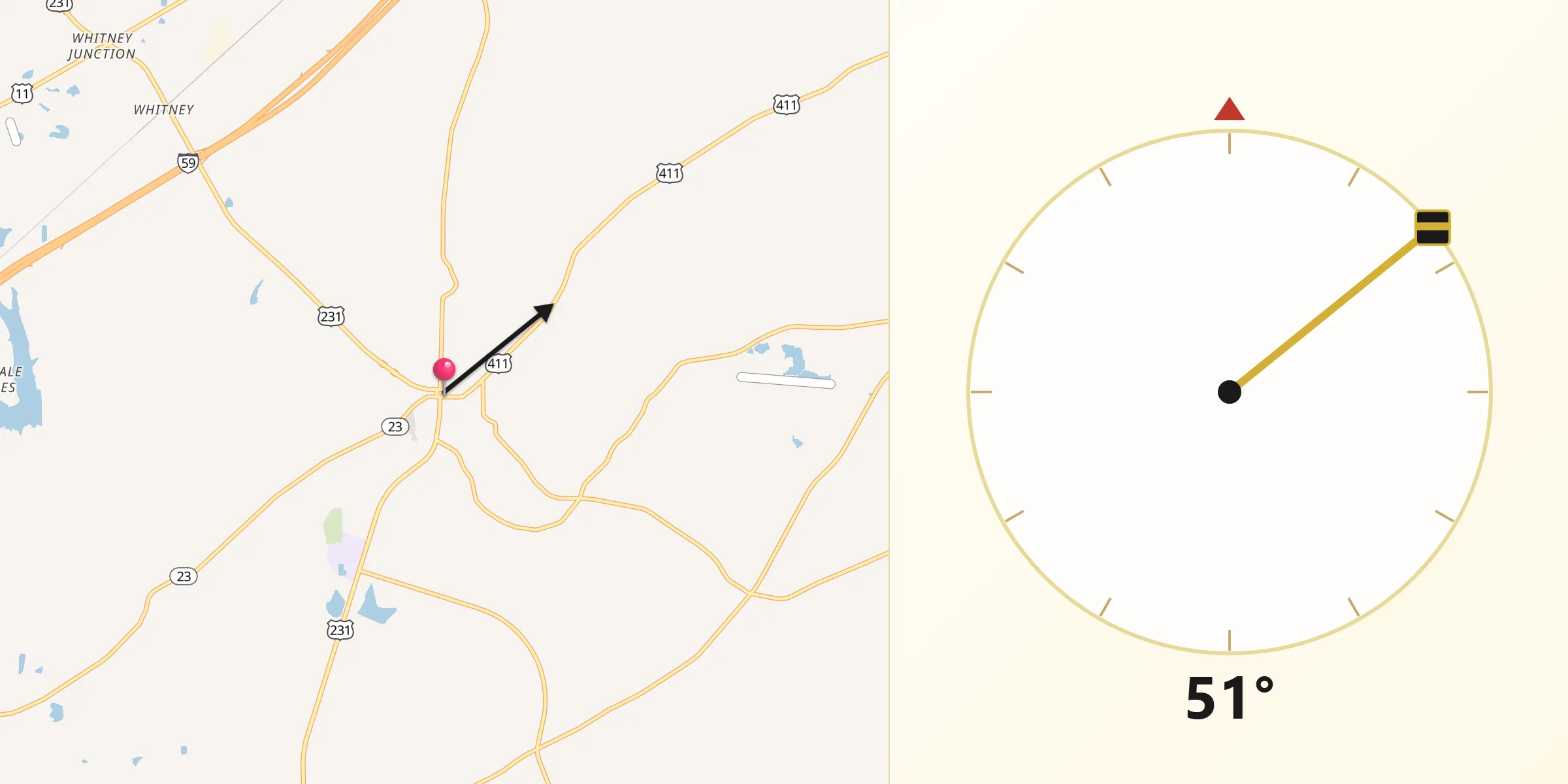 Qibla Direction from Ashville