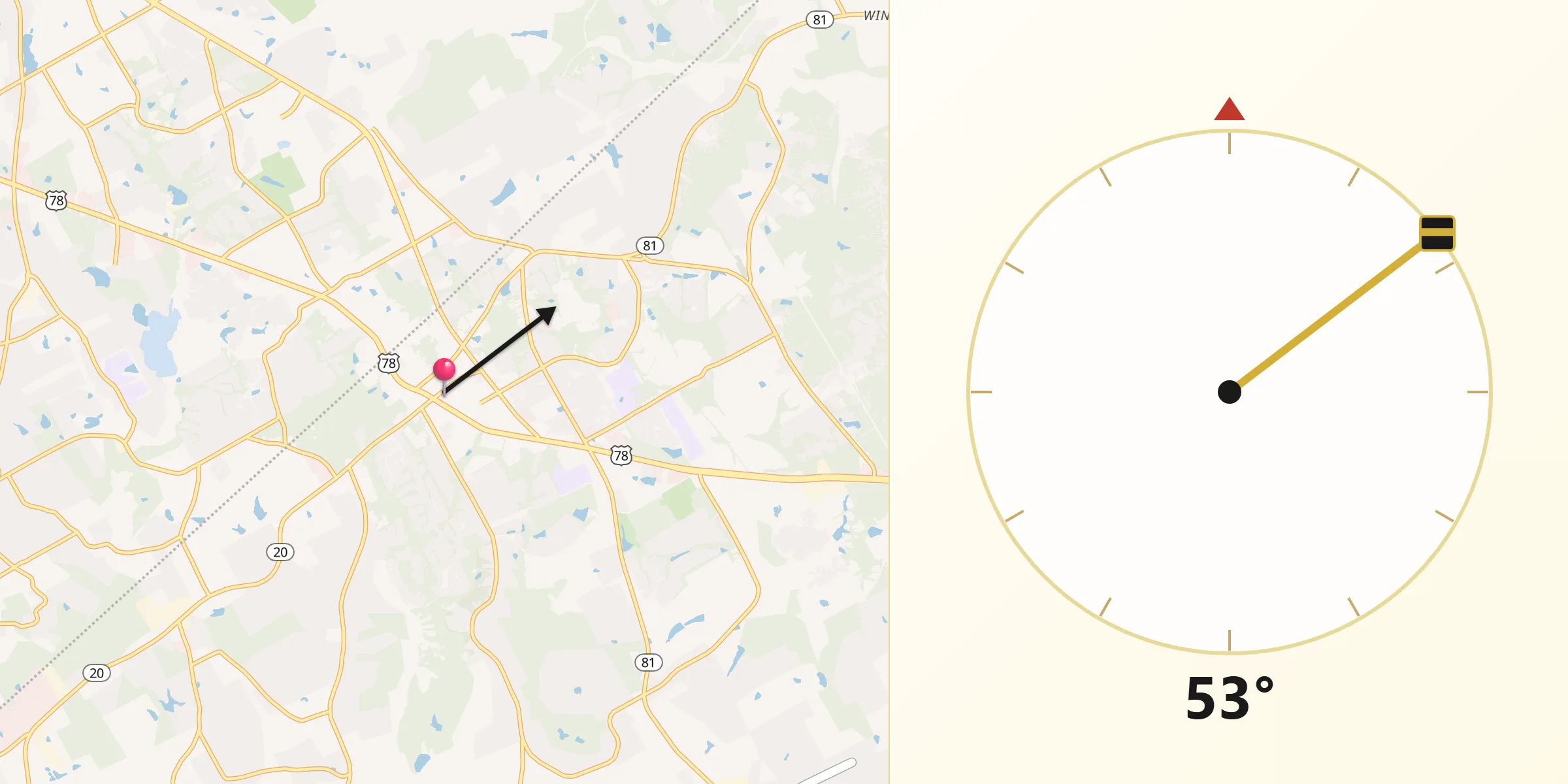 Qibla Direction from Loganville