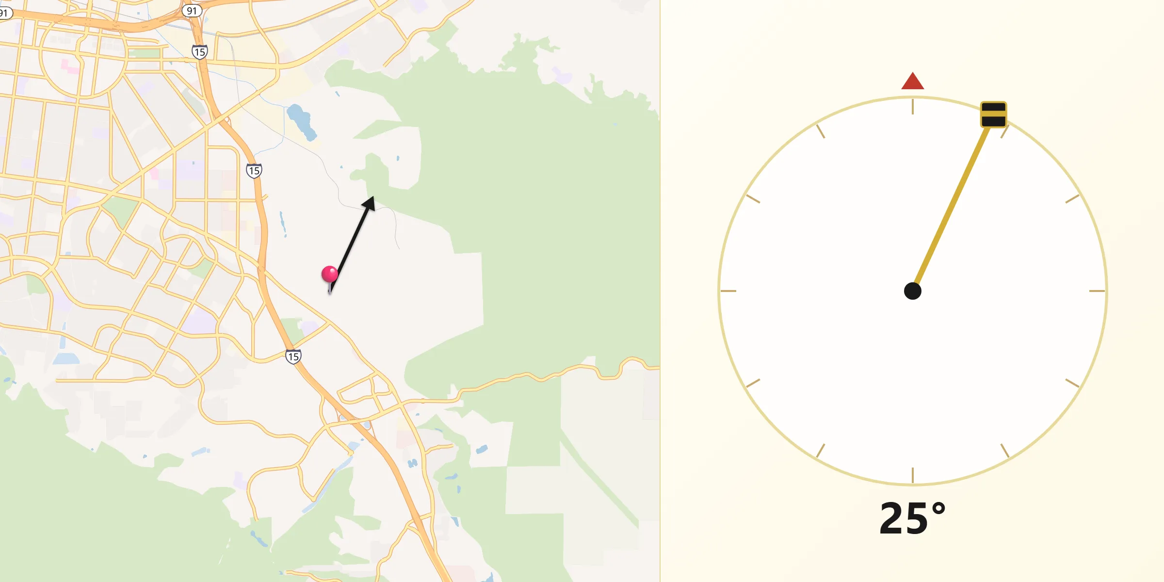 Qibla Direction from El Cerrito Corona